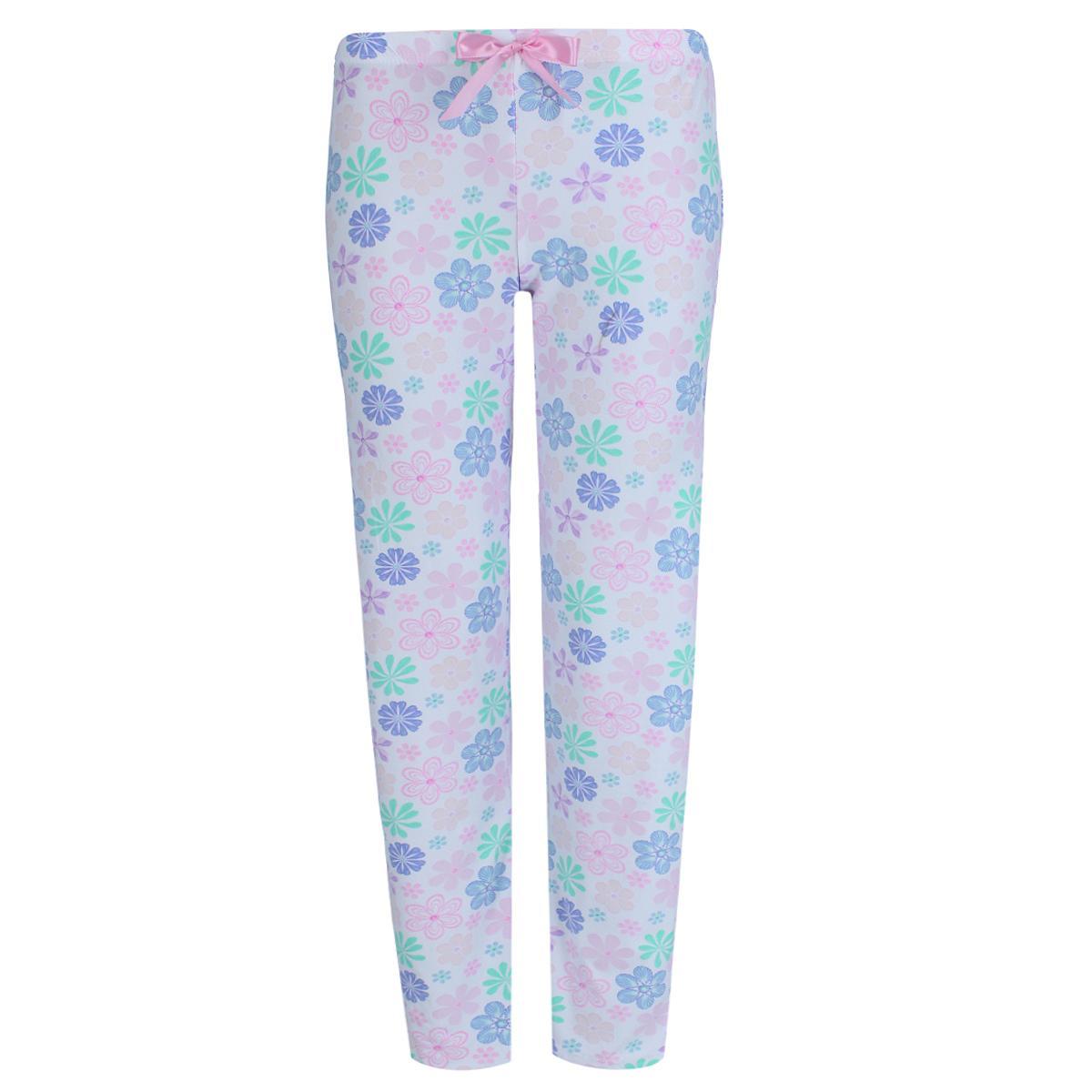 New Elegant Emily Women's Floral Polysuede Open Bottom Pajama Pants - Picture 9 of 11