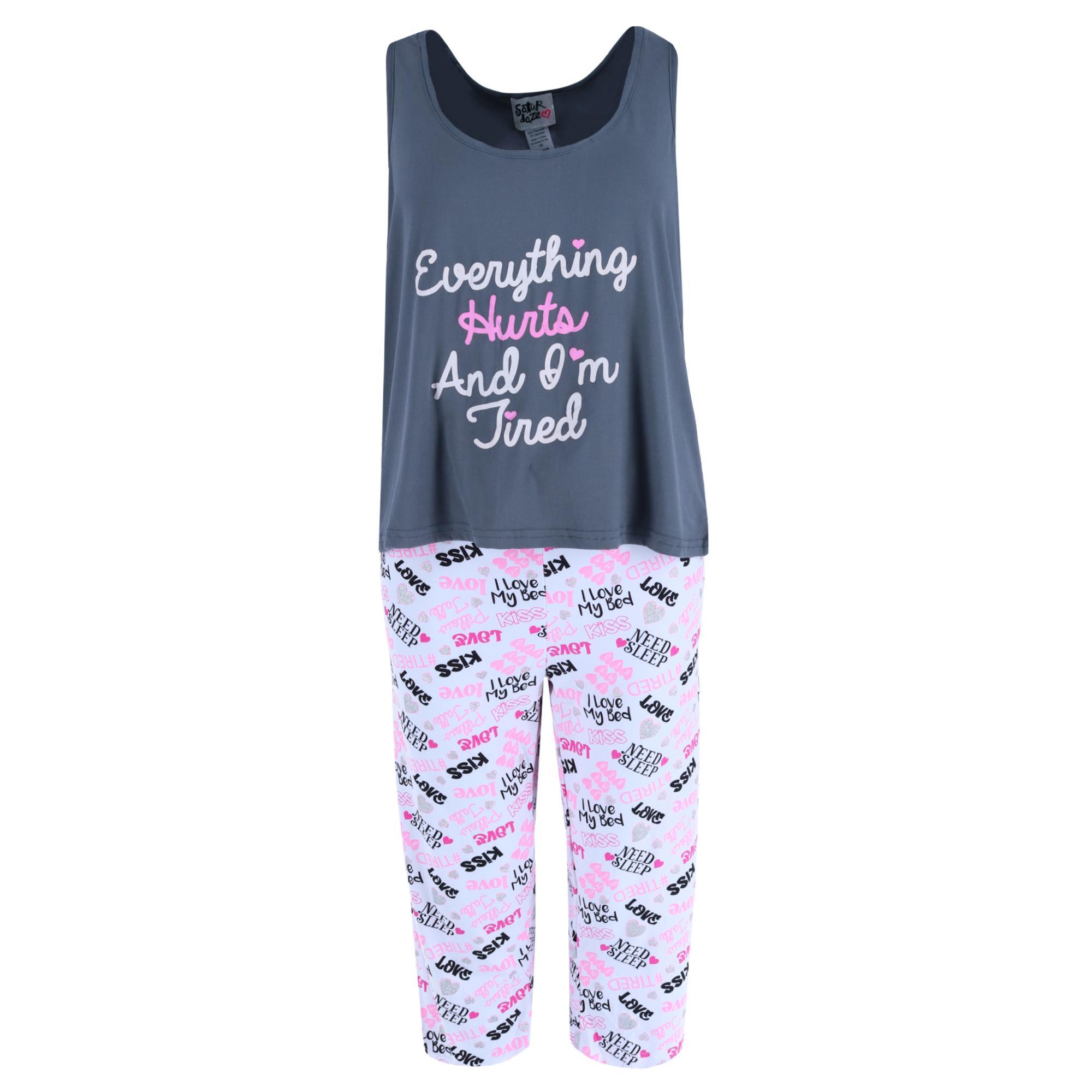 Saturdaze Women's Everything Hurts & Tired Capri Set
