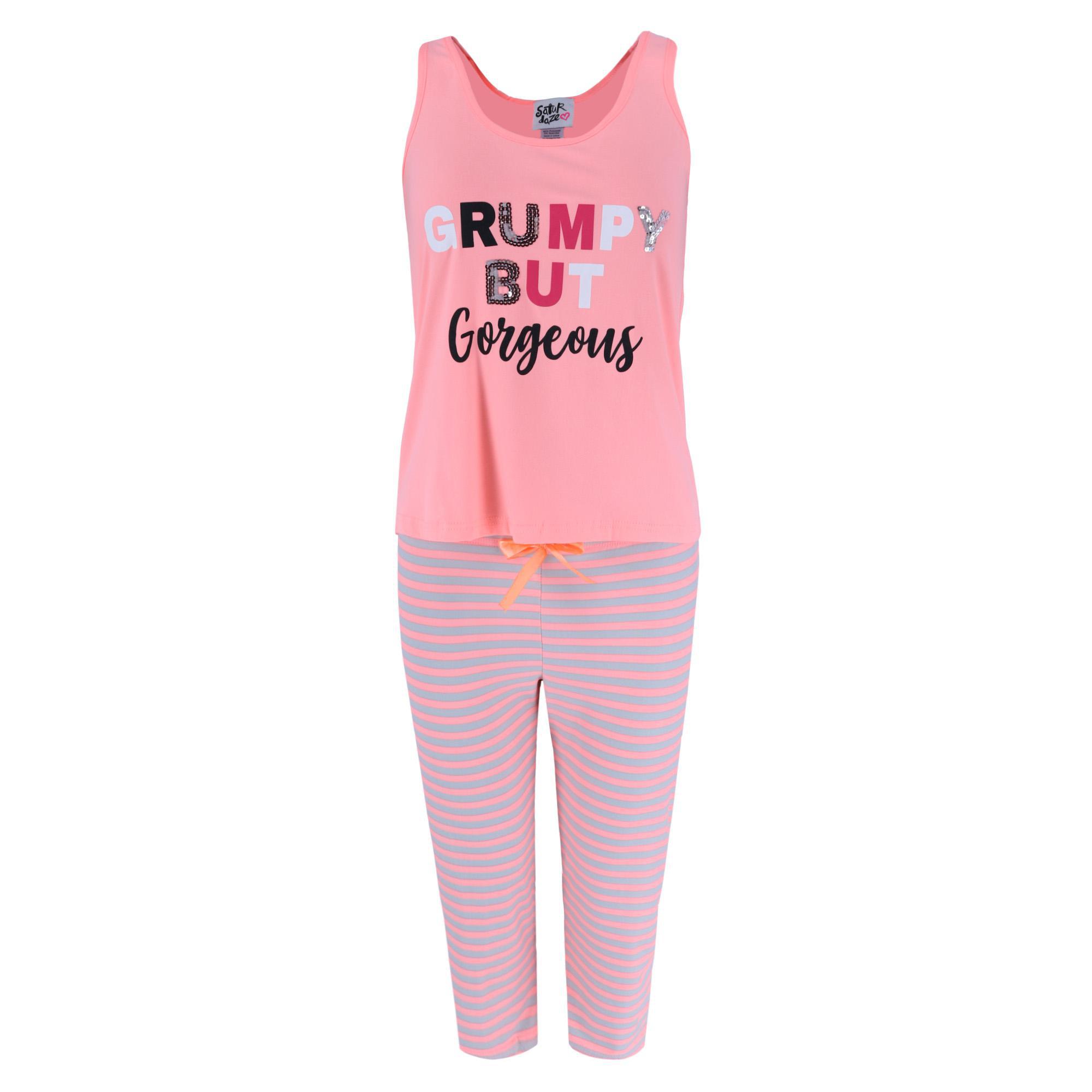 Saturdaze Women's Grumpy Gorgeous Tank Top and Capri Set