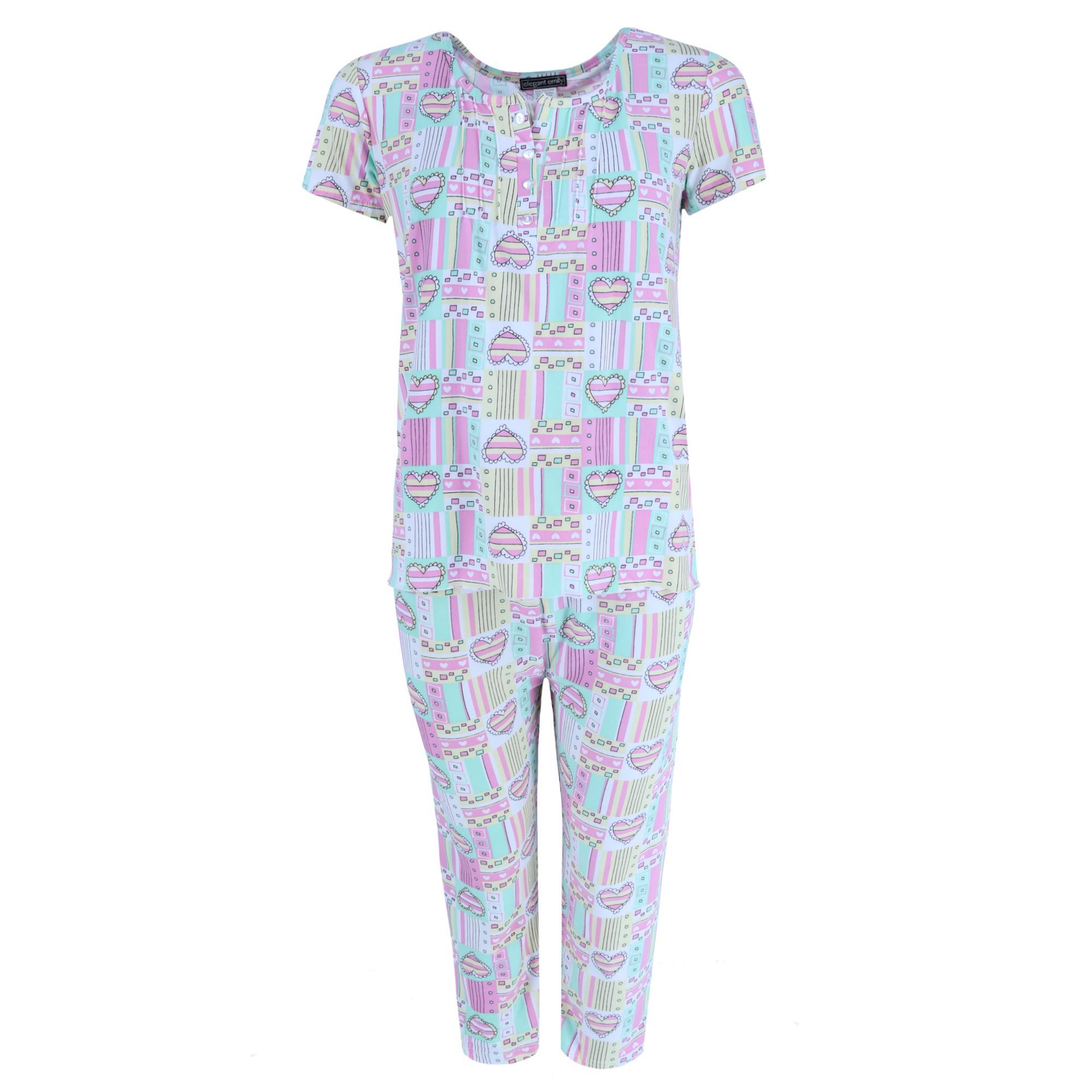 Elegant Emily Women's Plus Hearts Capri Set