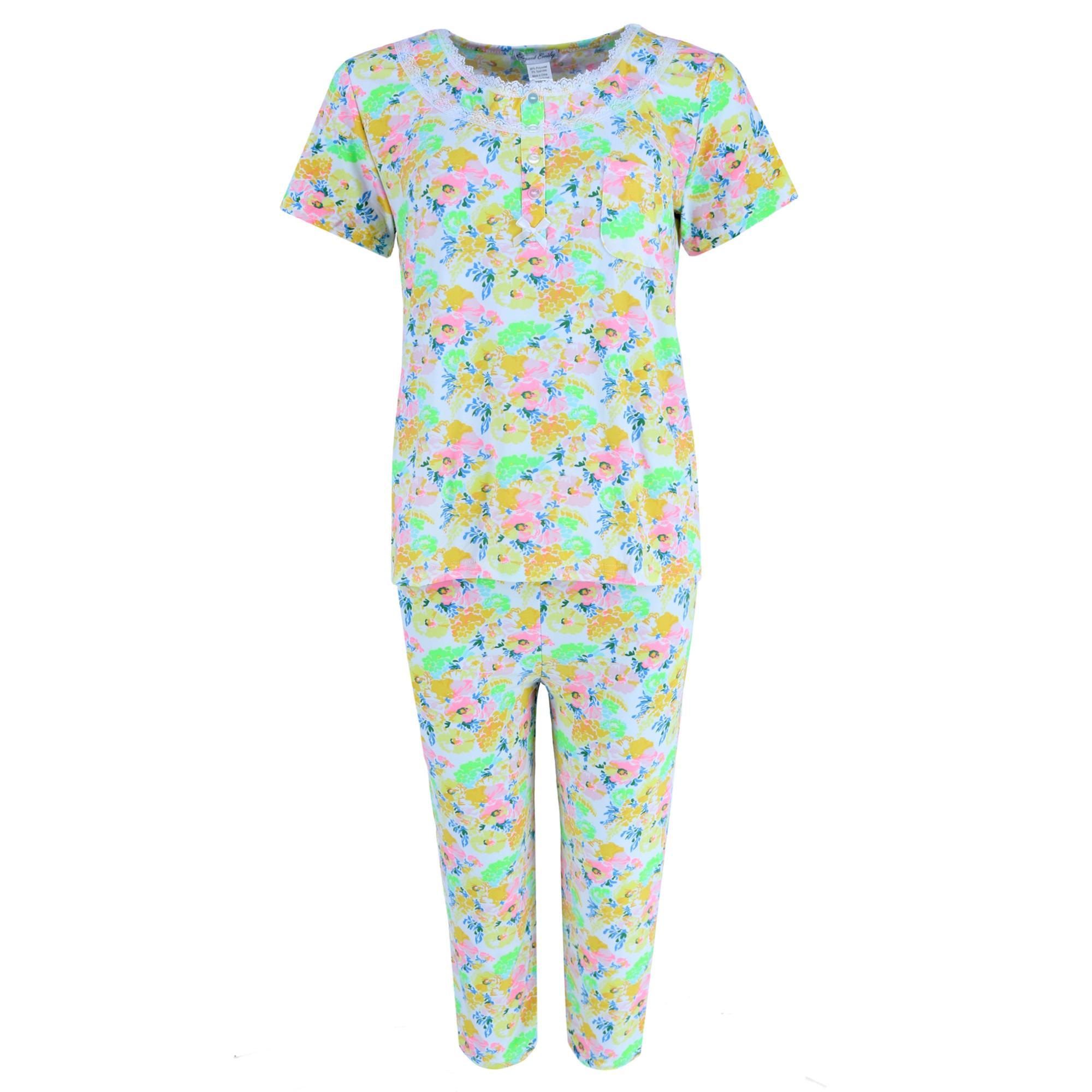 Elegant Emily Women's Plus Floral Capri Set