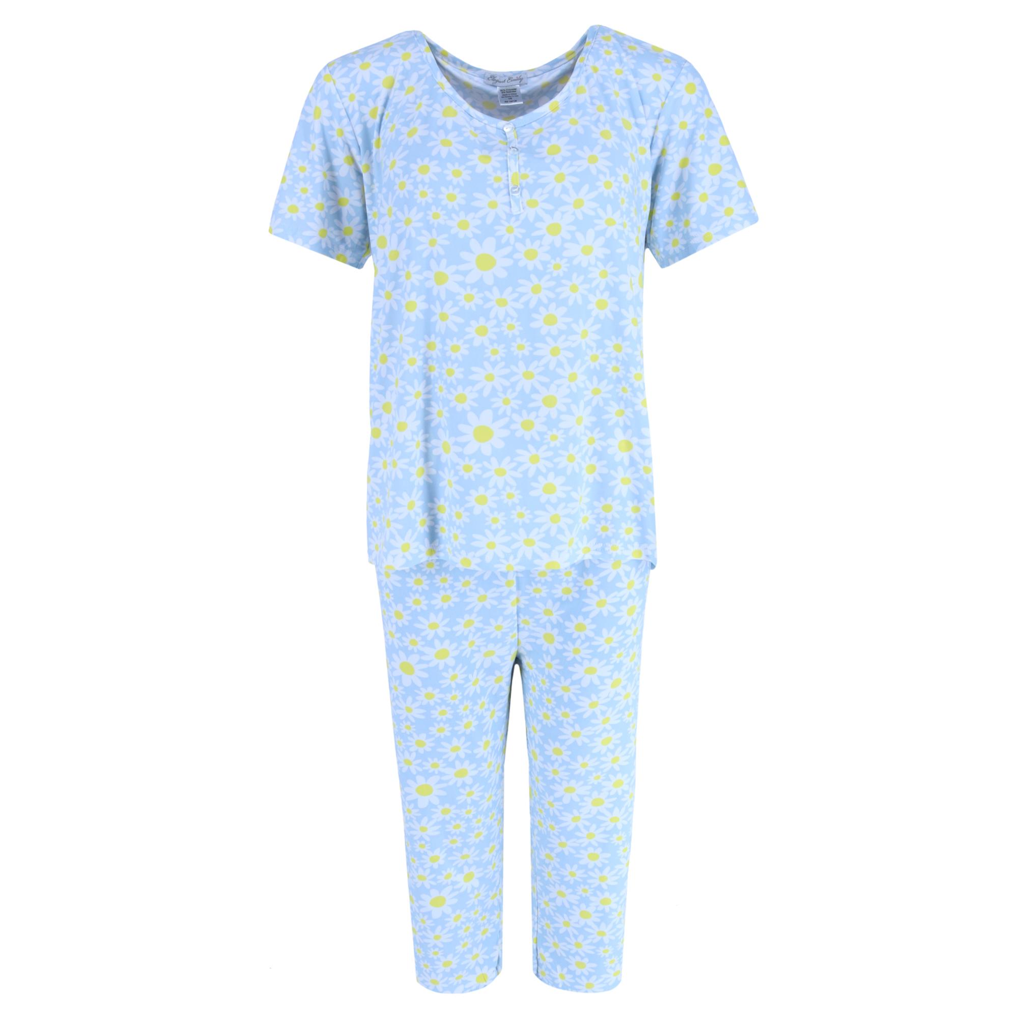 Elegant Emily Women's Plus Daisy Capri Pajama Set