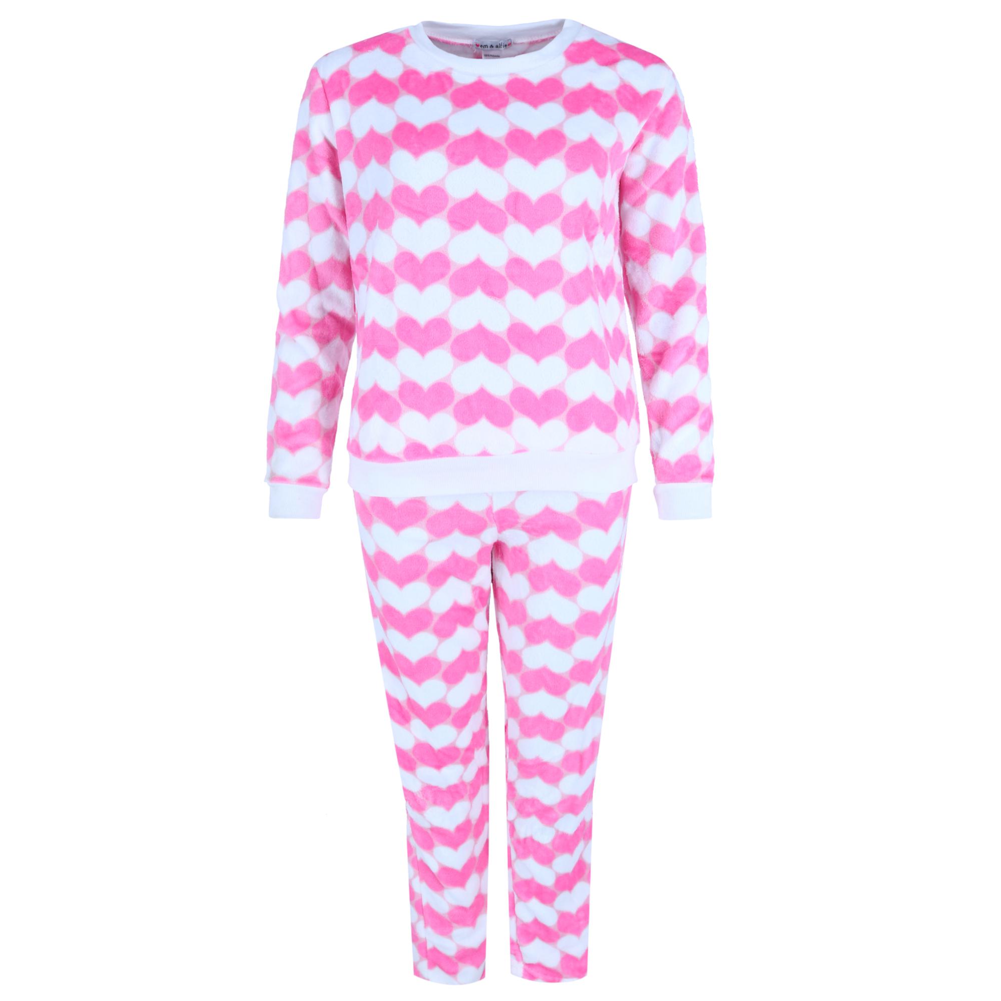 em & alfie Women's Plush Heart Print Pajama Set