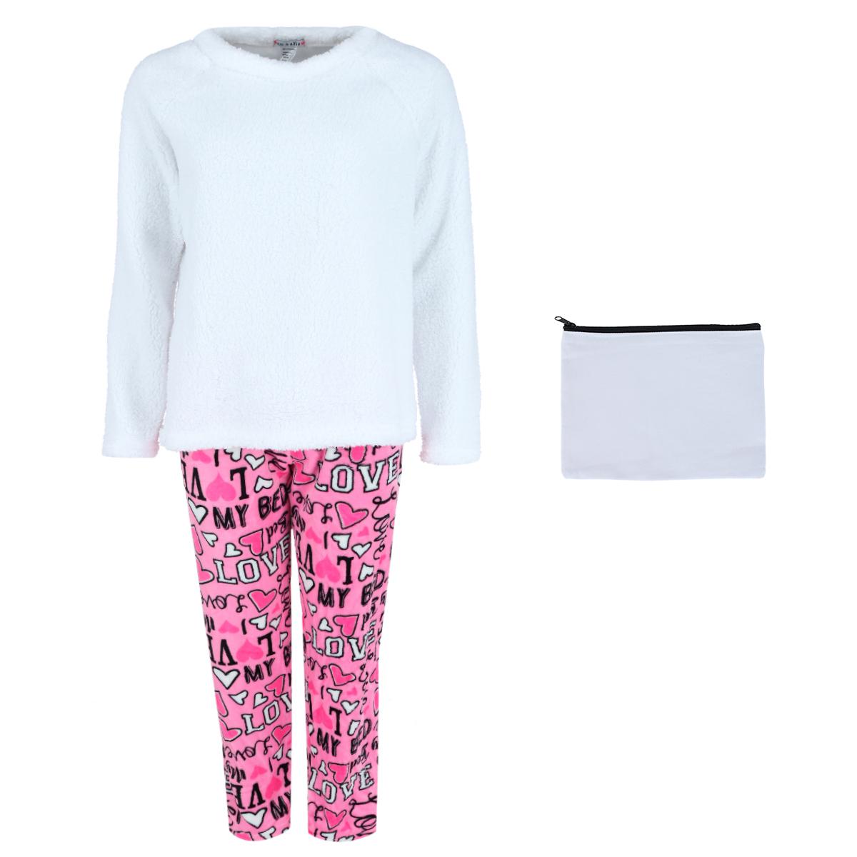 em & alfie Women's Love My Bed Pajama Set with Makeup Bag