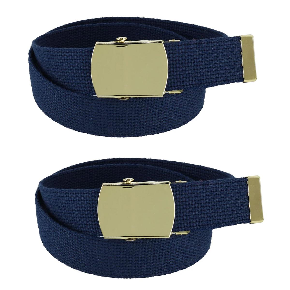 CTM Kids' Cotton Adjustable Belt with Brass Military Buckle (Pack of 2) - Picture 8 of 13