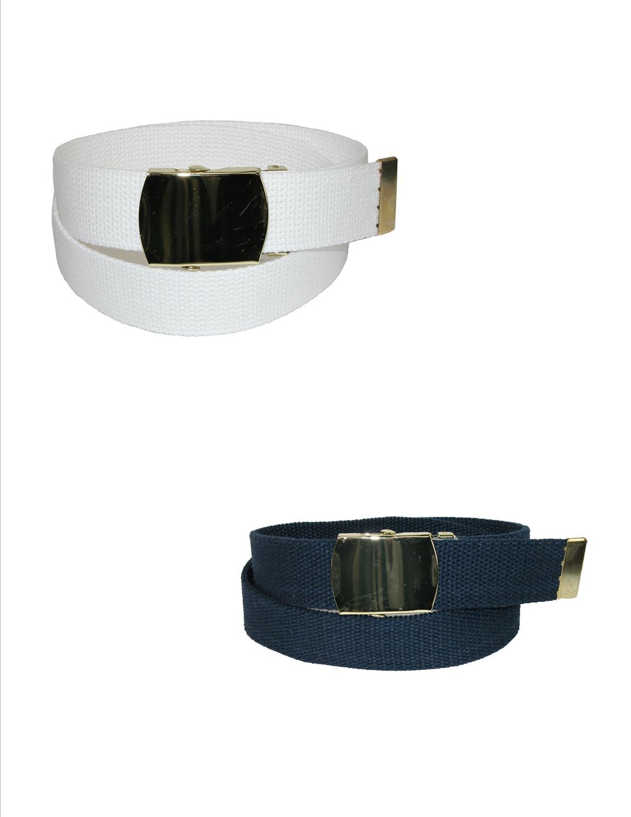 CTM Kids' Cotton Adjustable Belt with Brass Military Buckle (Pack of 2) - Picture 13 of 13