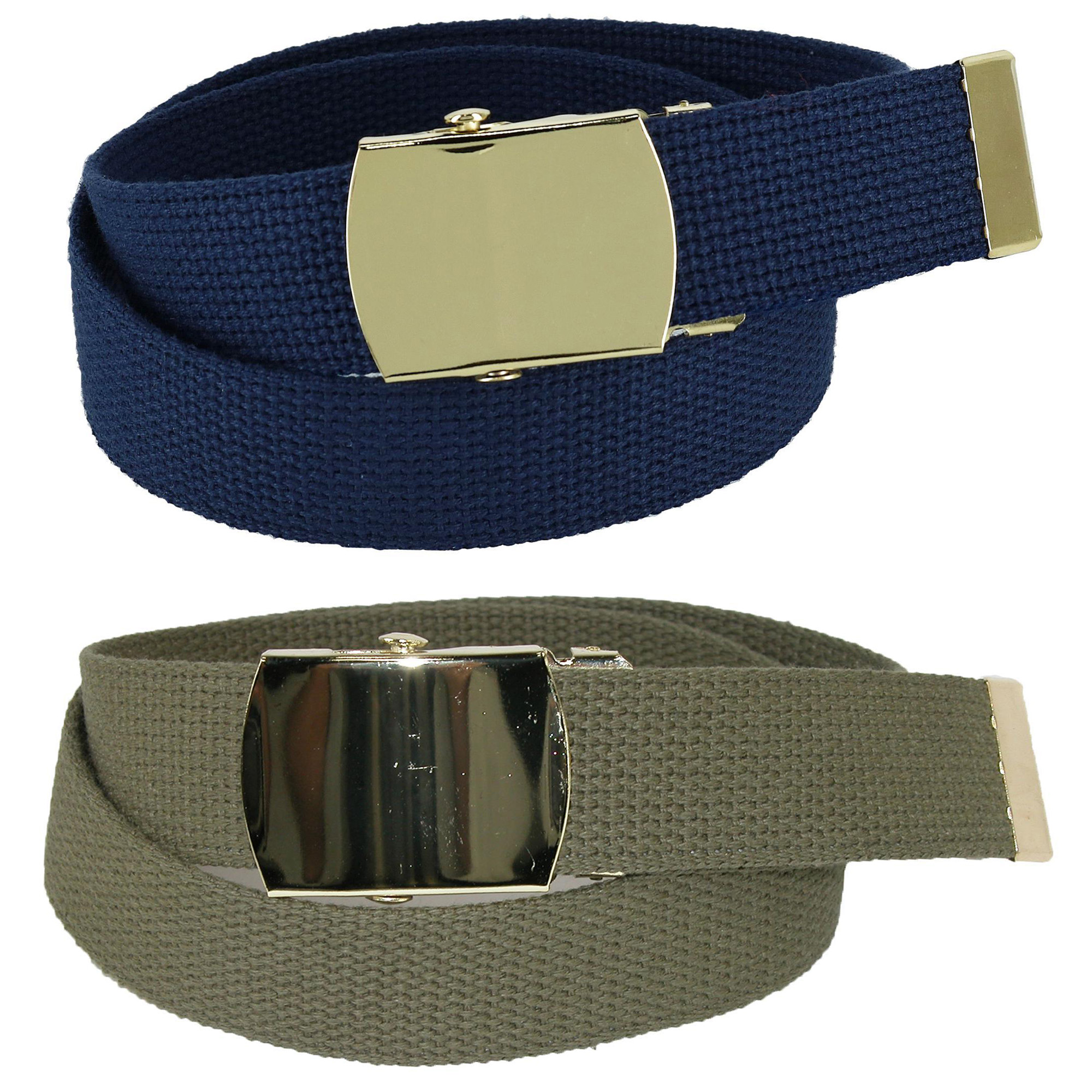 CTM Kid's Cotton Belt with Brass Military Buckle (Pack of 2 Colors) - Picture 23 of 31