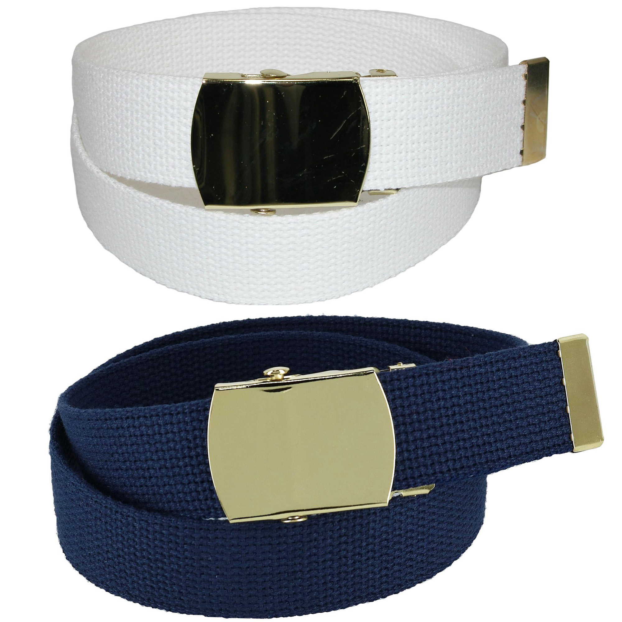 CTM Kid's Cotton Belt with Brass Military Buckle (Pack of 2 Colors) - Picture 26 of 31