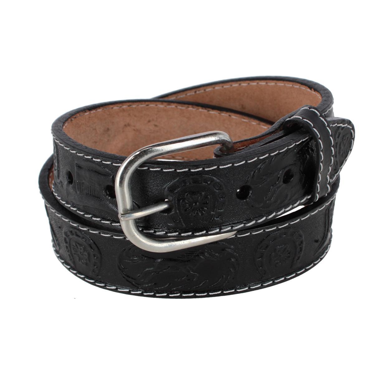 CTM Boy's Leather Rodeo Tooled Western Belt - Picture 2 of 7