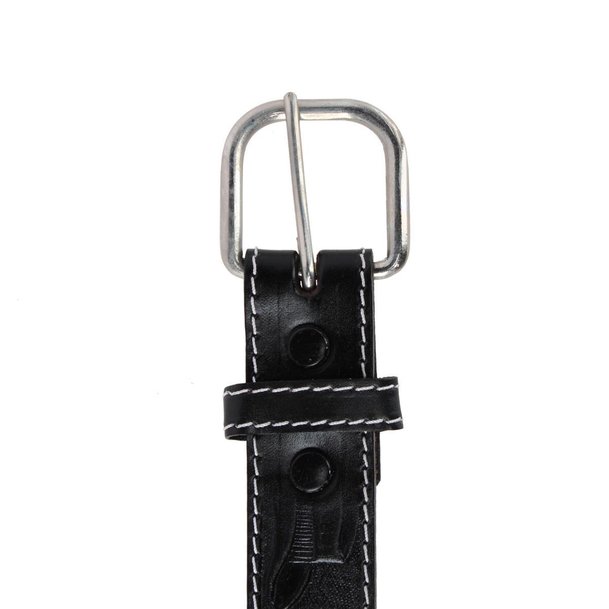 CTM Boy's Leather Rodeo Tooled Western Belt - Picture 3 of 7
