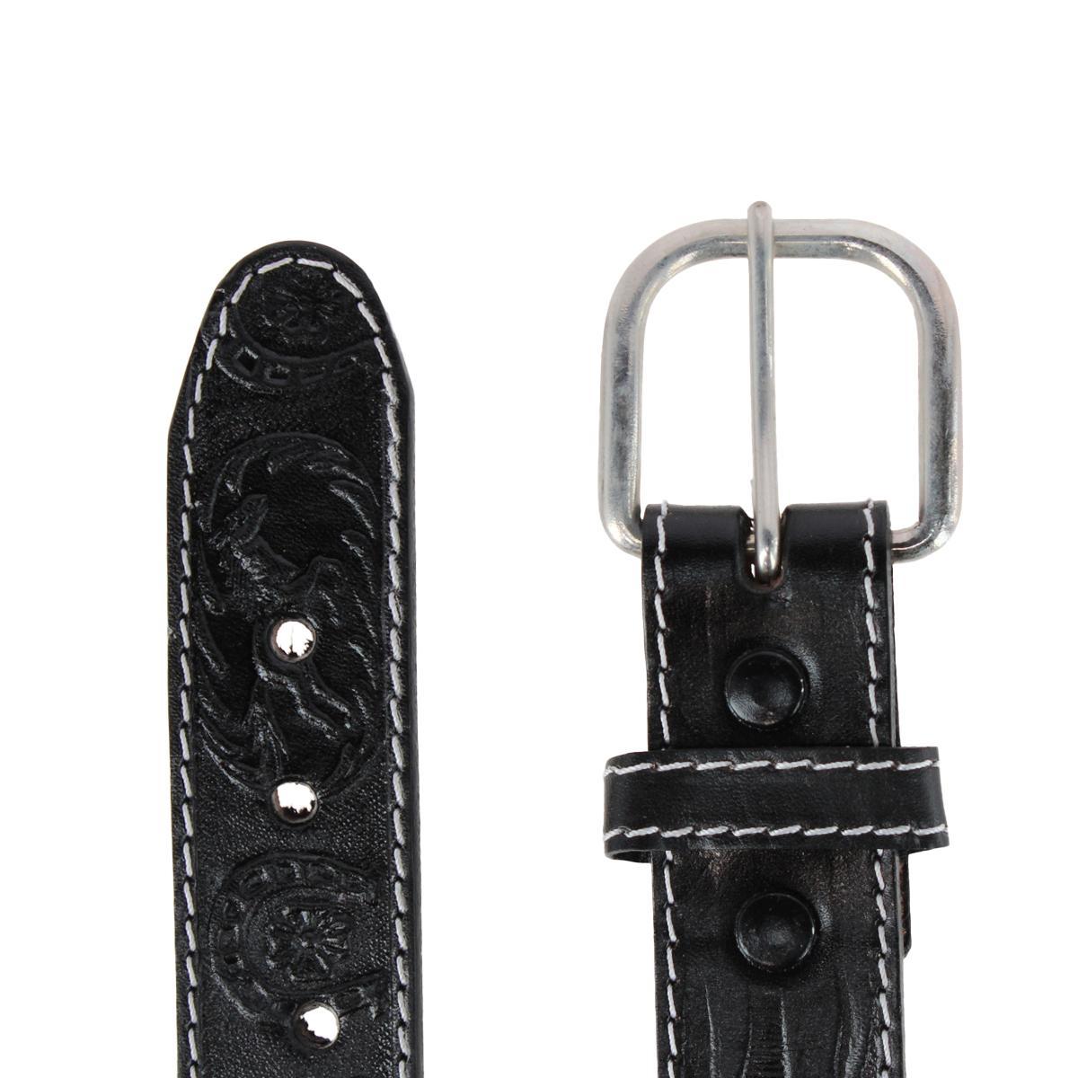 CTM Boy's Leather Rodeo Tooled Western Belt - Picture 4 of 7