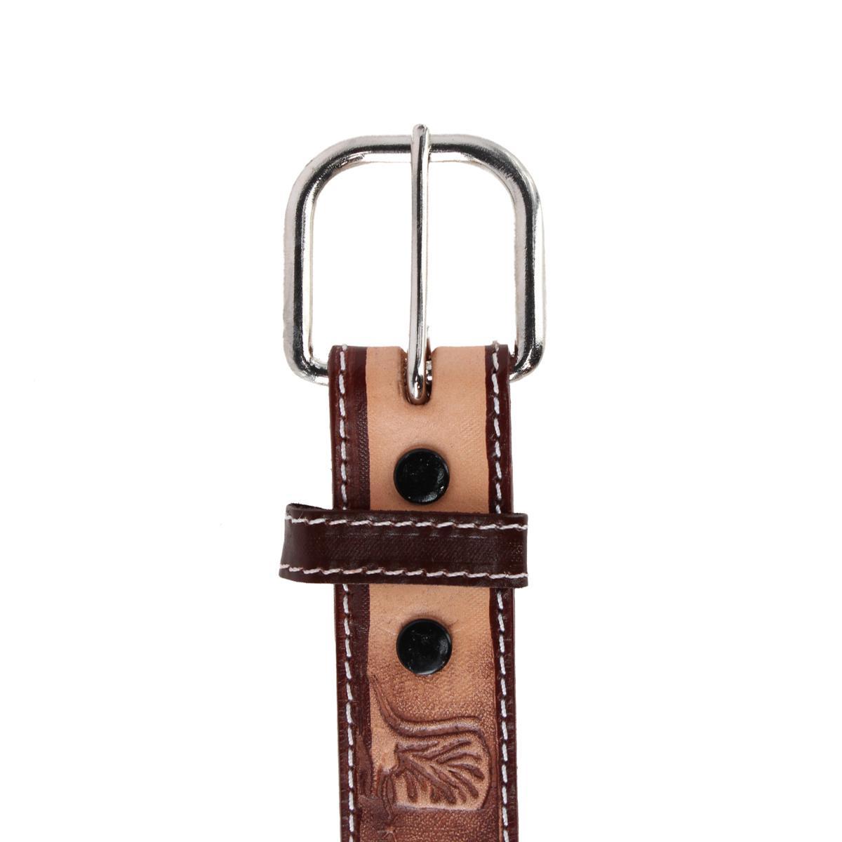 CTM Boy's Leather Rodeo Tooled Western Belt - Picture 6 of 7