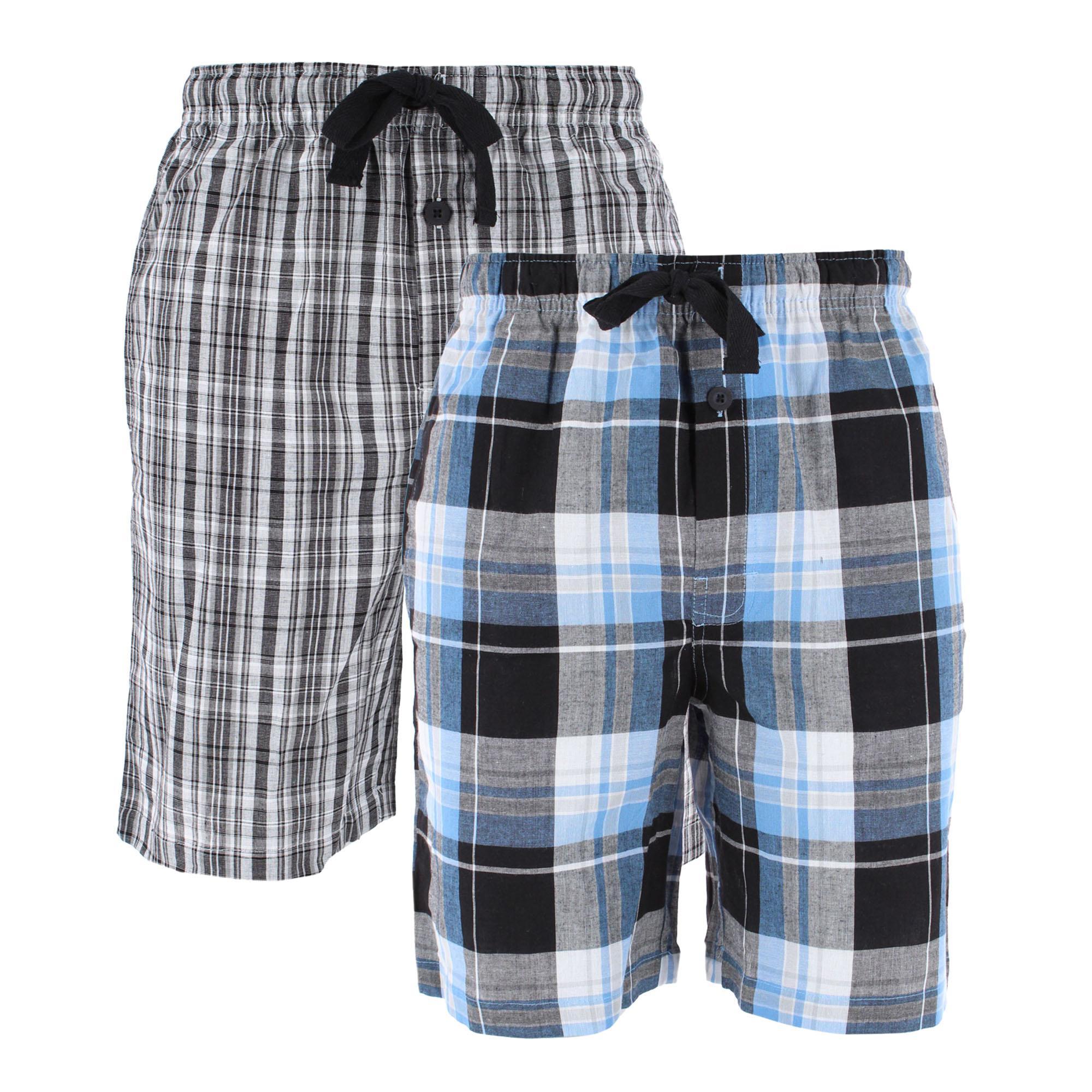 Fruit of the Loom Men’s Big & Tall Broadcloth Cotton Pajama Shorts 2-Pack