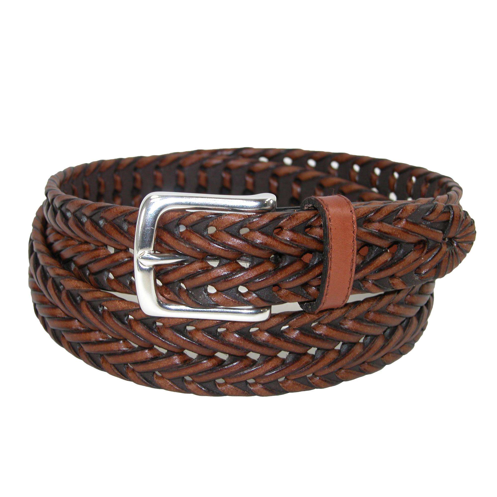 Dockers Men's Big & Tall Leather Fully Adjustable V-Weave Braided Belt