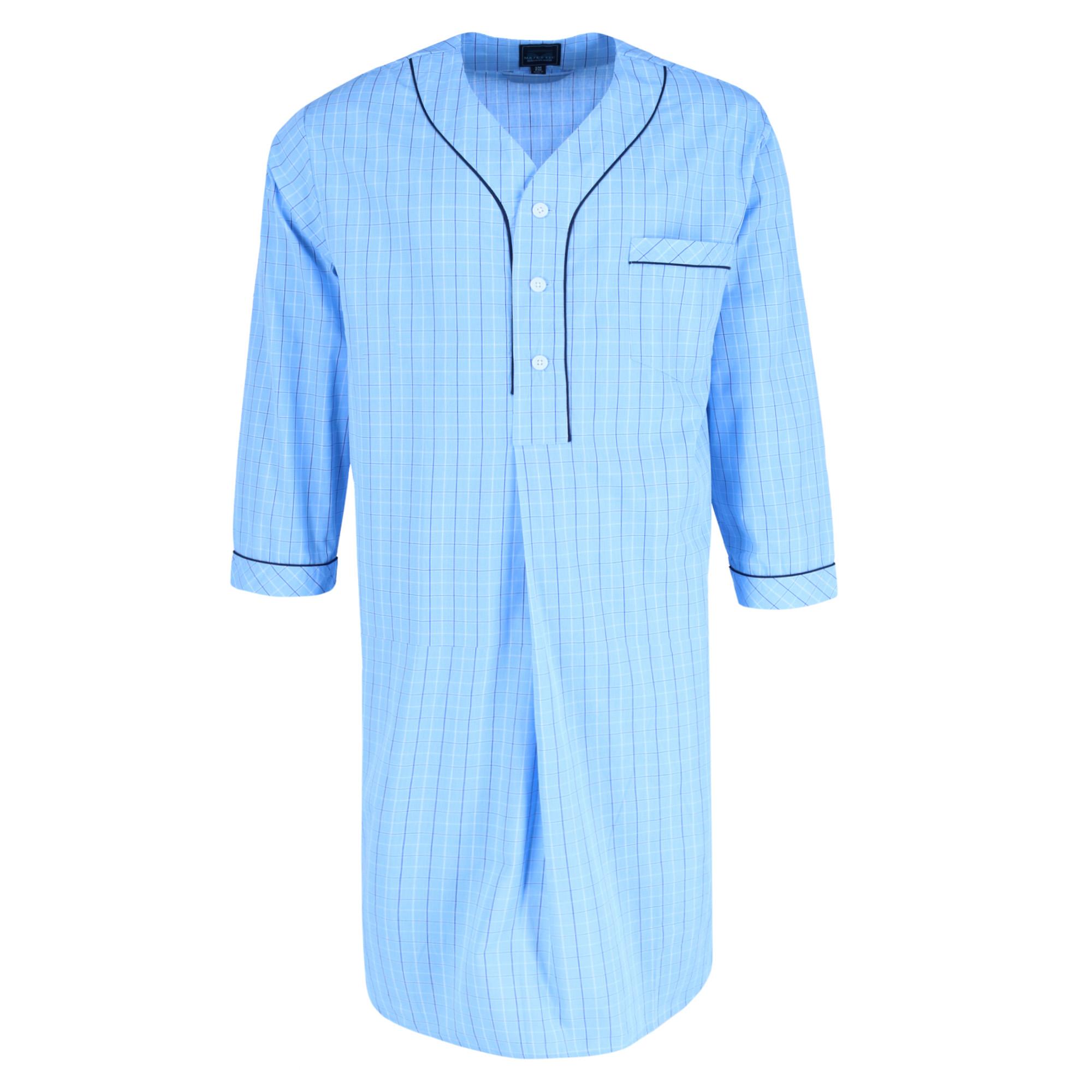 Majestic International Men's Basic Cotton Plaid Nightshirt