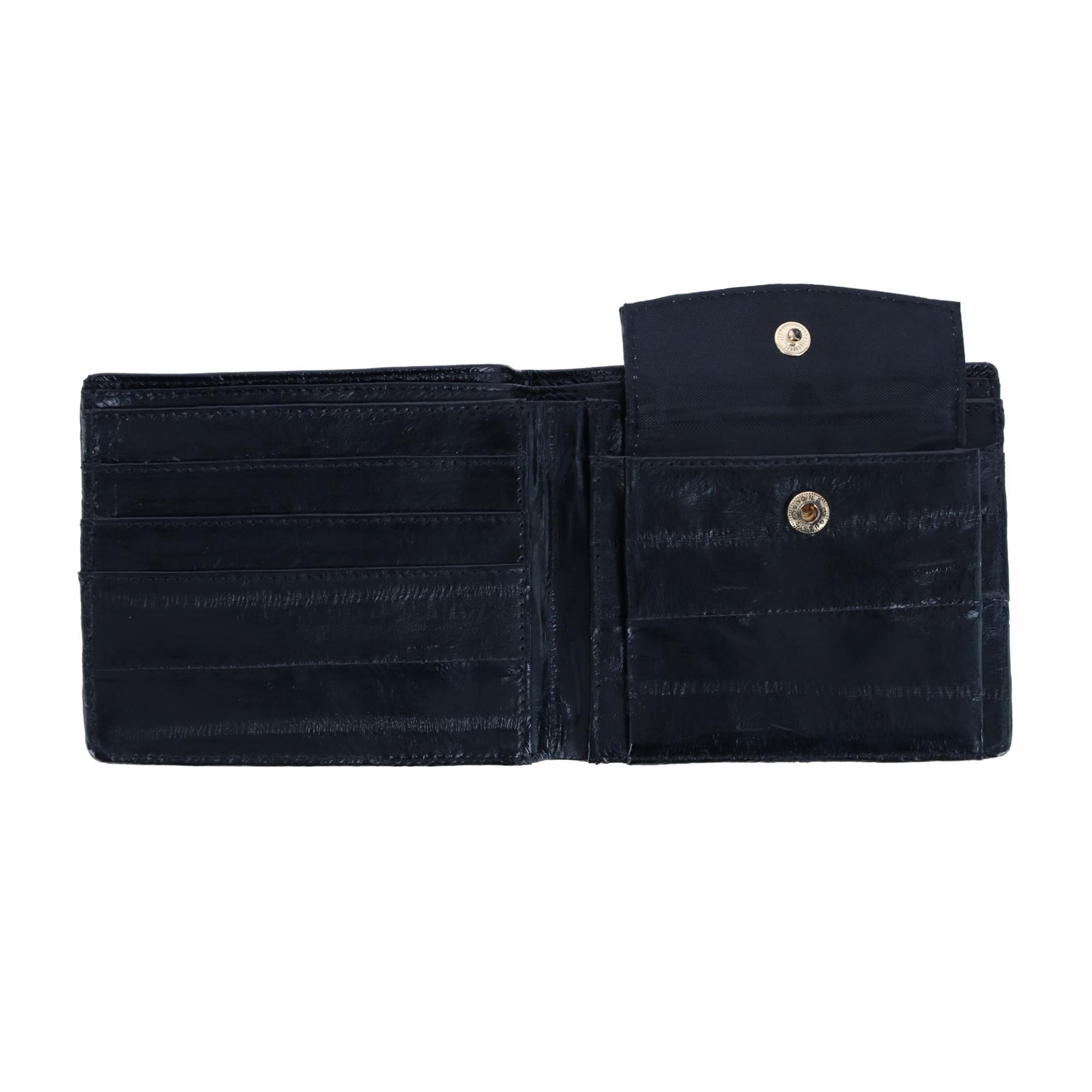 CTM Men's Eel Skin Leather Bifold Wallet with Coin Pouch - Picture 4 of 10