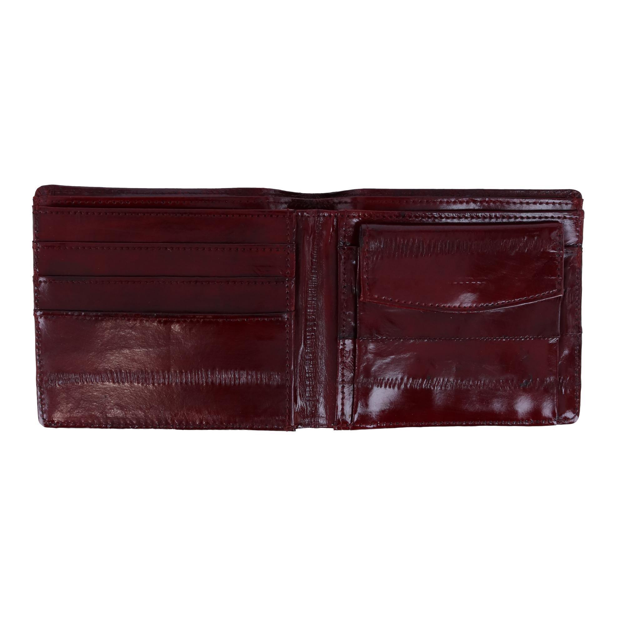 CTM Men's Eel Skin Leather Bifold Wallet with Coin Pouch - Picture 6 of 10