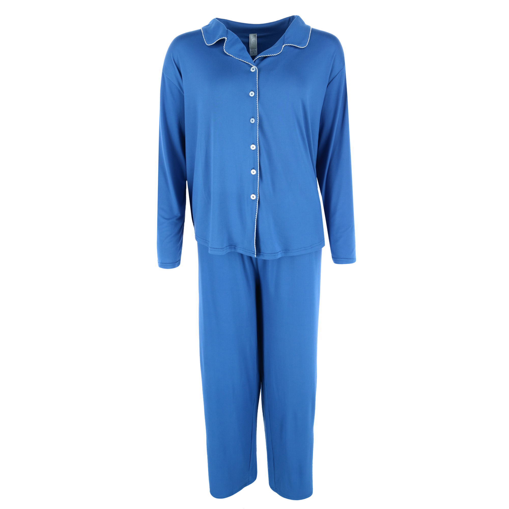 PJ Couture Women's Plus Collar Long Pajama Set