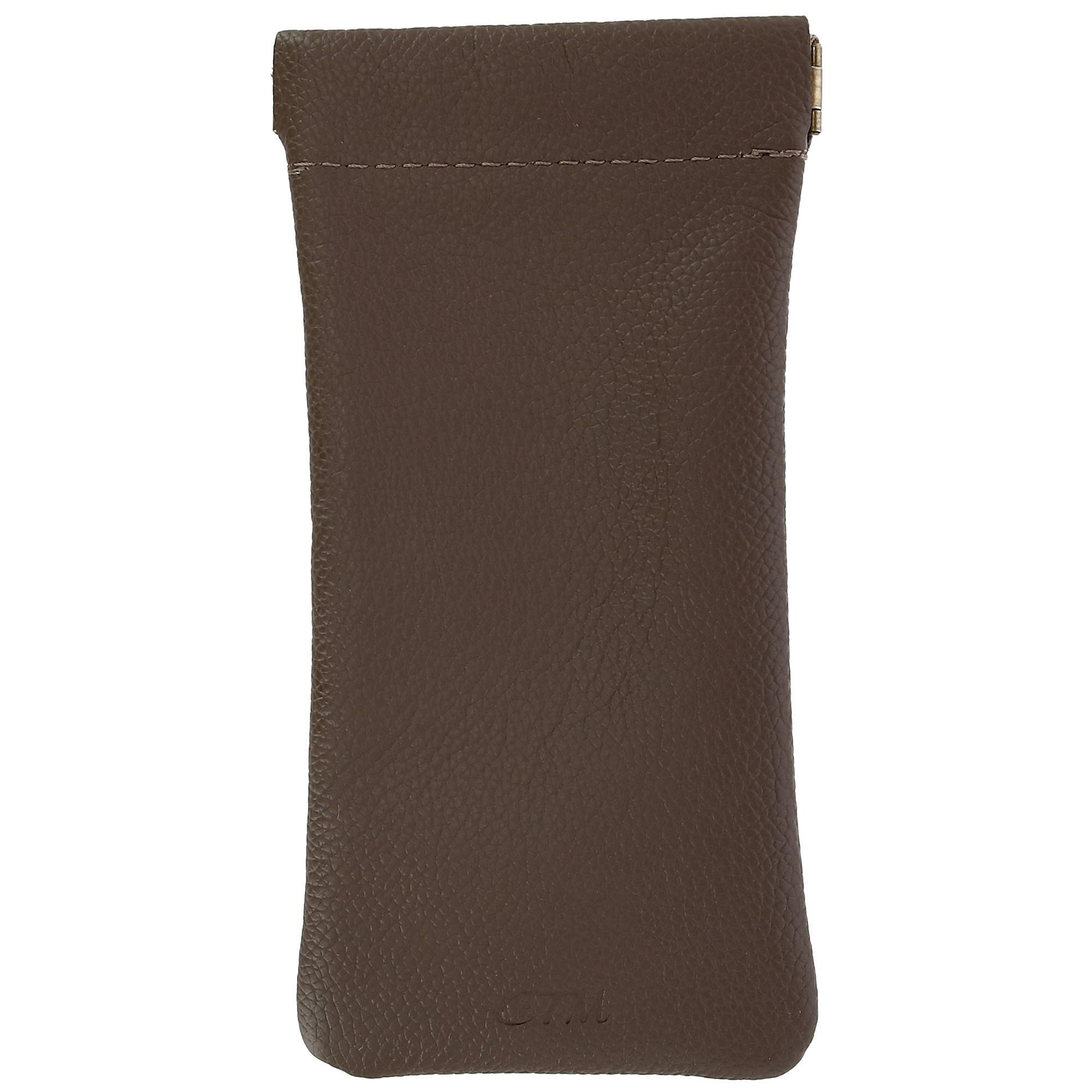 CTM Leather Push Mouth Pebble Grain Eyeglass Holder