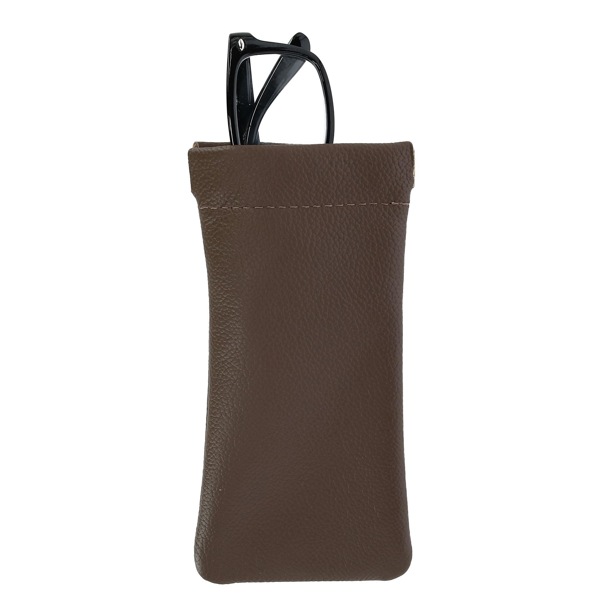 CTM Leather Push Mouth Pebble Grain Eyeglass Holder