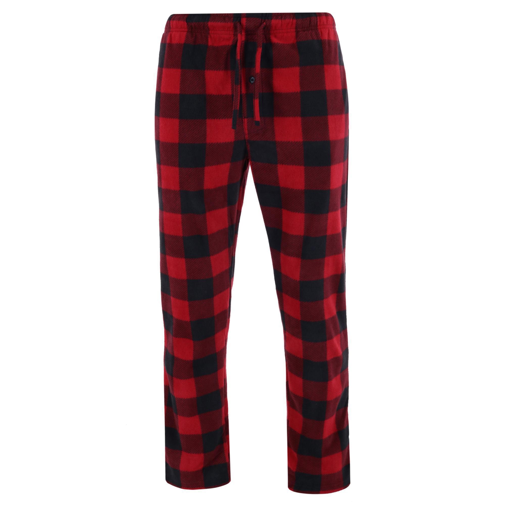 Hanes Men's Fleece Pajama Pants - Red Buffalo Plaid Medium