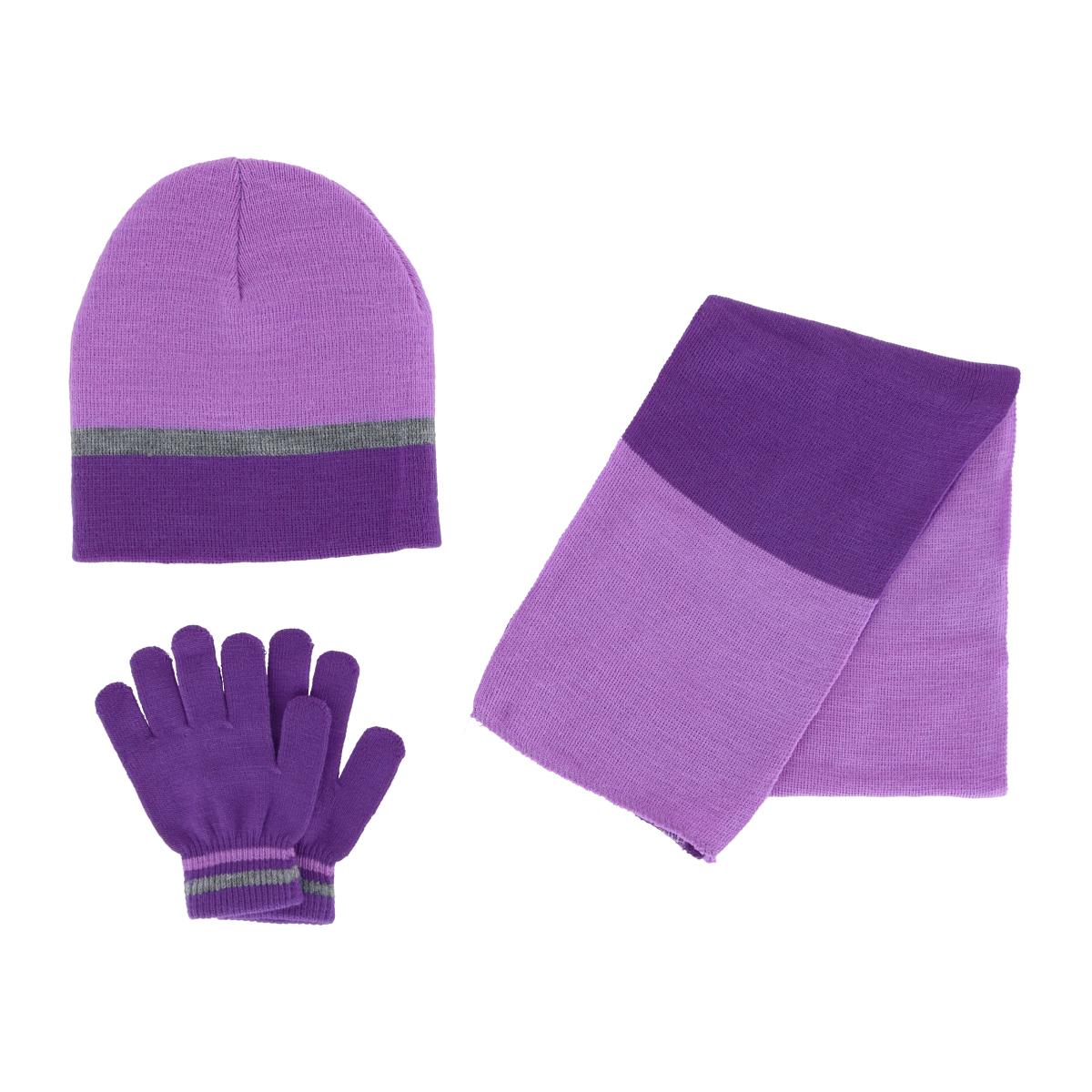 Polar Wear Girl's 3-6 Color Block Winter Beanie Scarf and Gloves Set - Picture 14 of 17