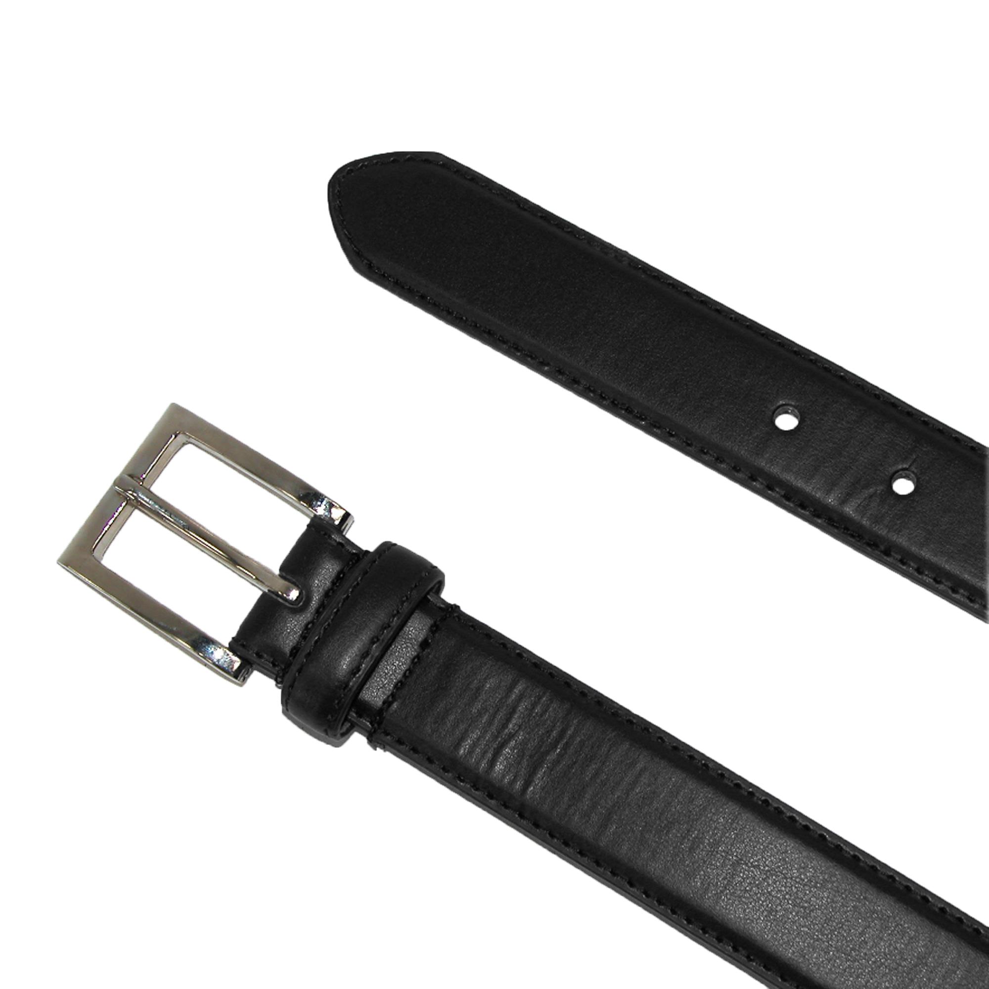 CTM Ceinture Homme Cuir 1 1/8 Pouce Basique Robe avec Boucle Argentée - Photo 3 sur 7