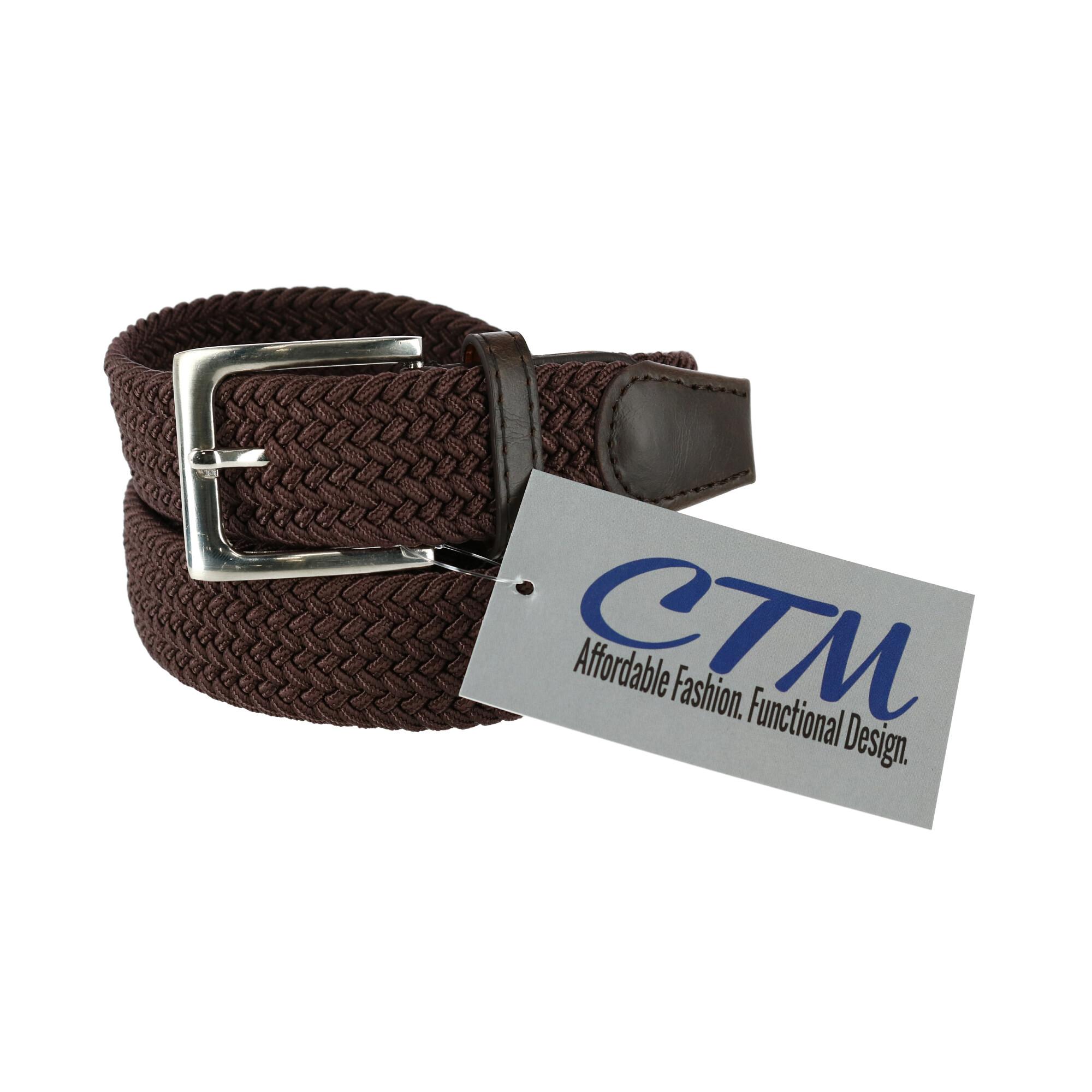 CTM Men's Big & Tall Elastic Braided Stretch Belt with Silver Buckle - Picture 7 of 10
