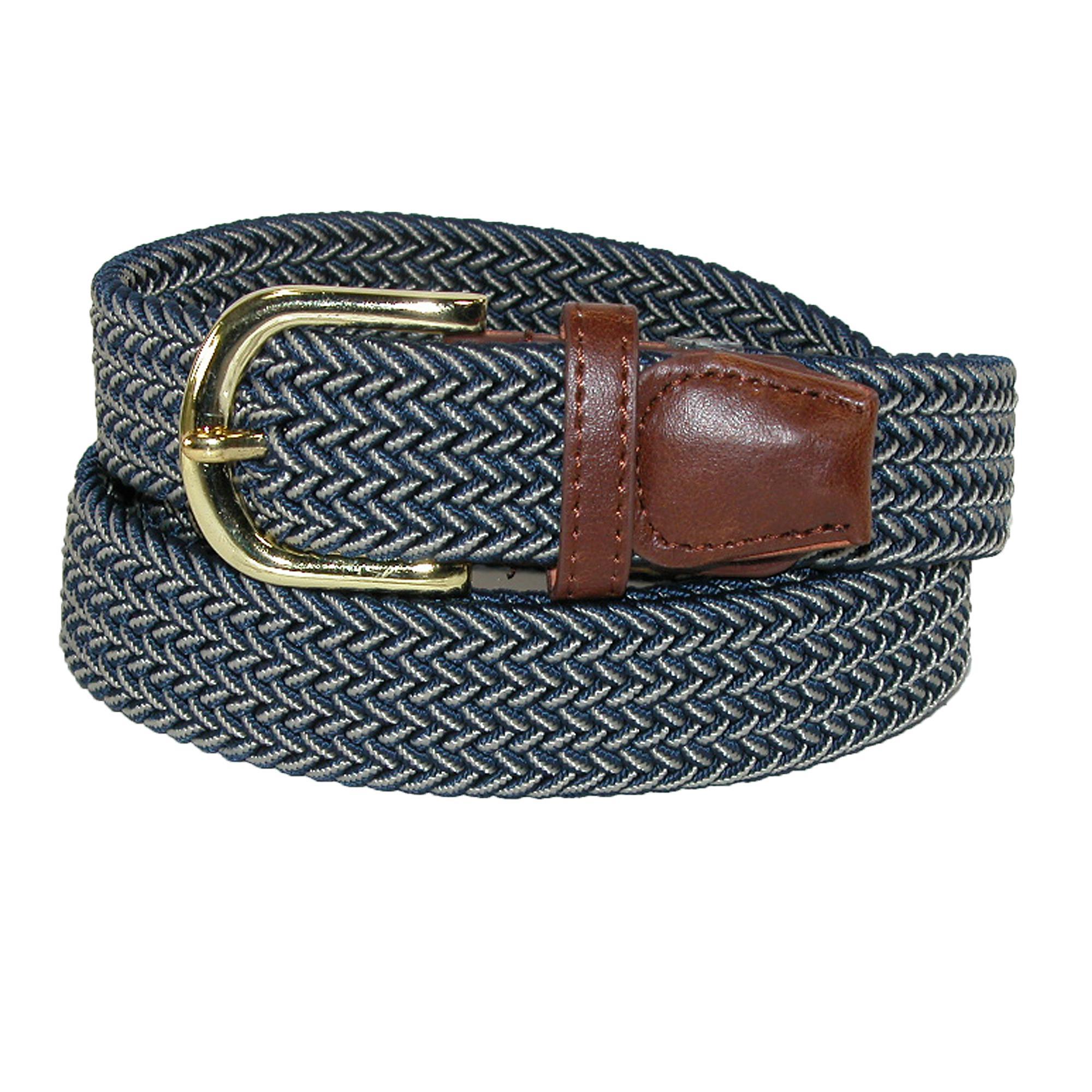 New CTM Men's Elastic Stretch Two Tone Belt with Gold Buckle