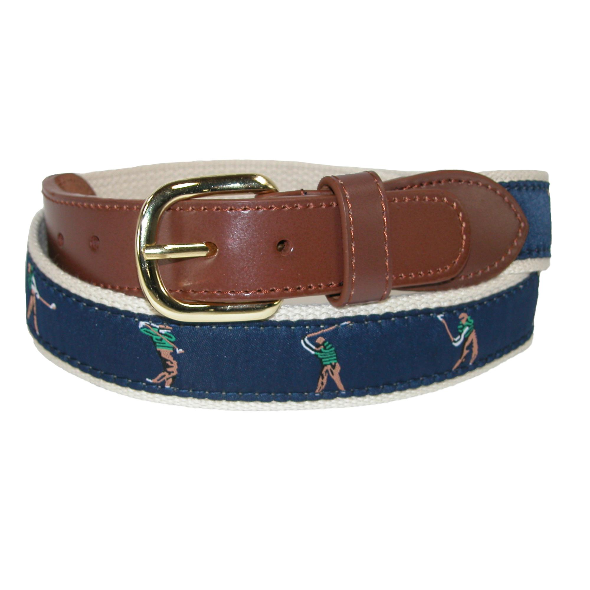 CTM Men's Fabric with Ribbon Inlay Perfect Swing Golf Belt