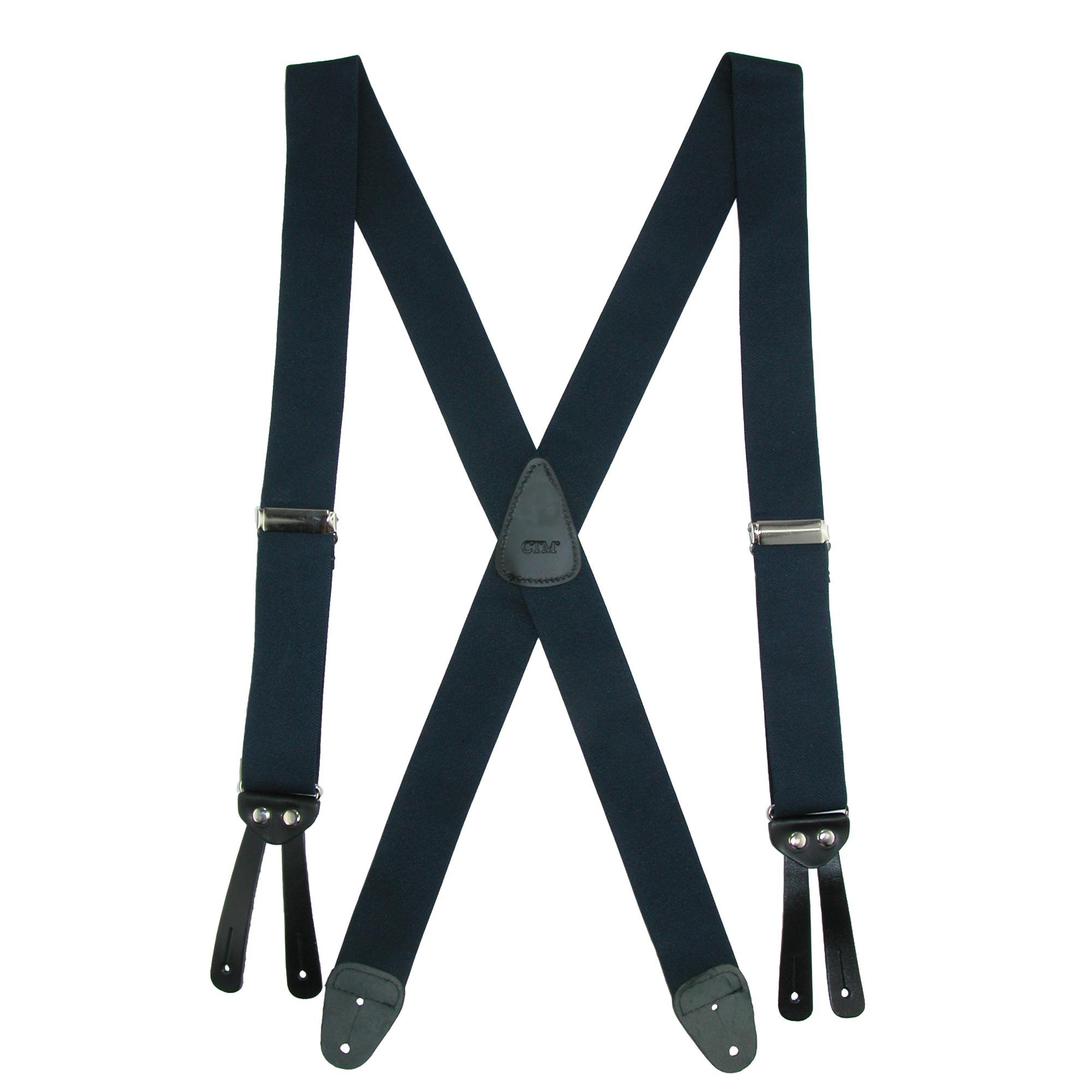 CTM Men's Elastic Basic X-Back Button-End Suspenders