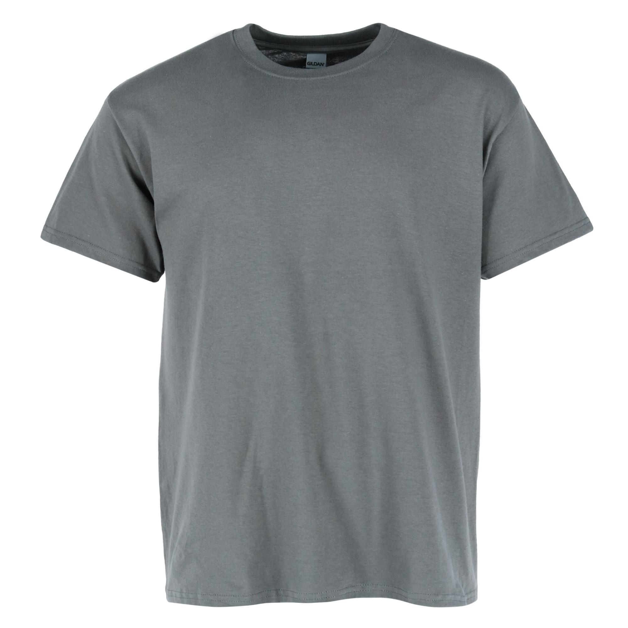 Gildan Men's Embroidered Cotton Crew Neck T Shirt - Charcoal Large