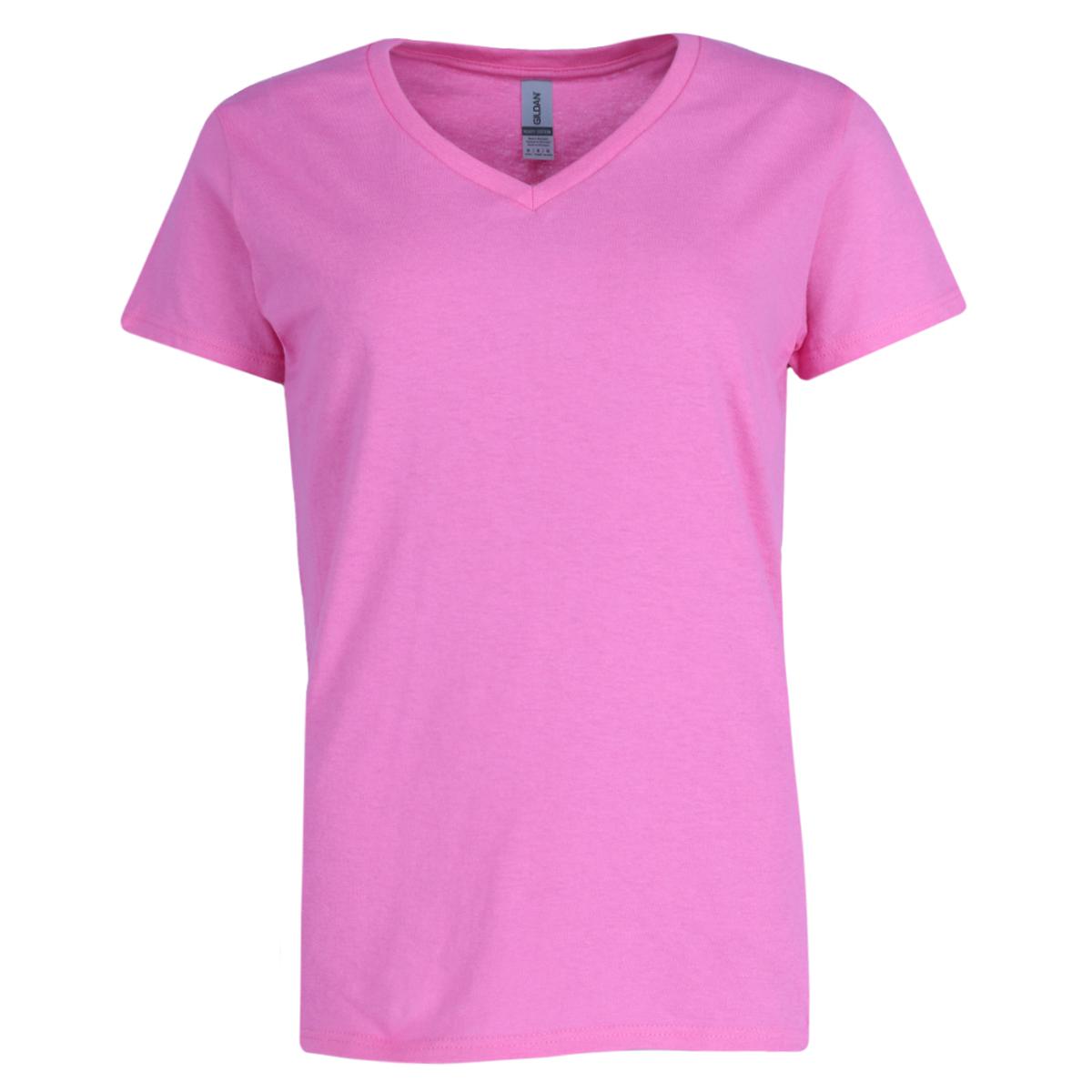 Gildan Women's Plus Size V-neck Cotton Short Sleeve Tee - Pink 3X
