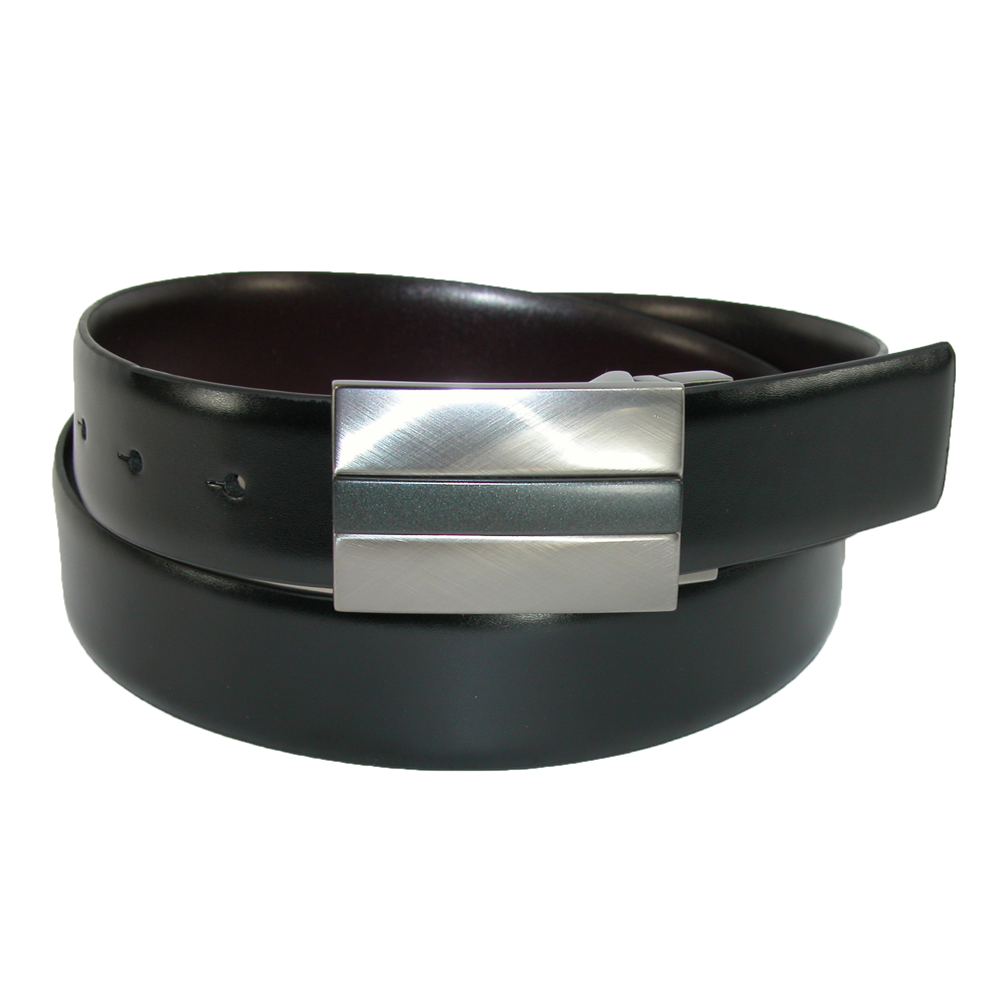 Kenneth Cole Reaction Men's Reverse to Burgundy Plaque Buckle Belt