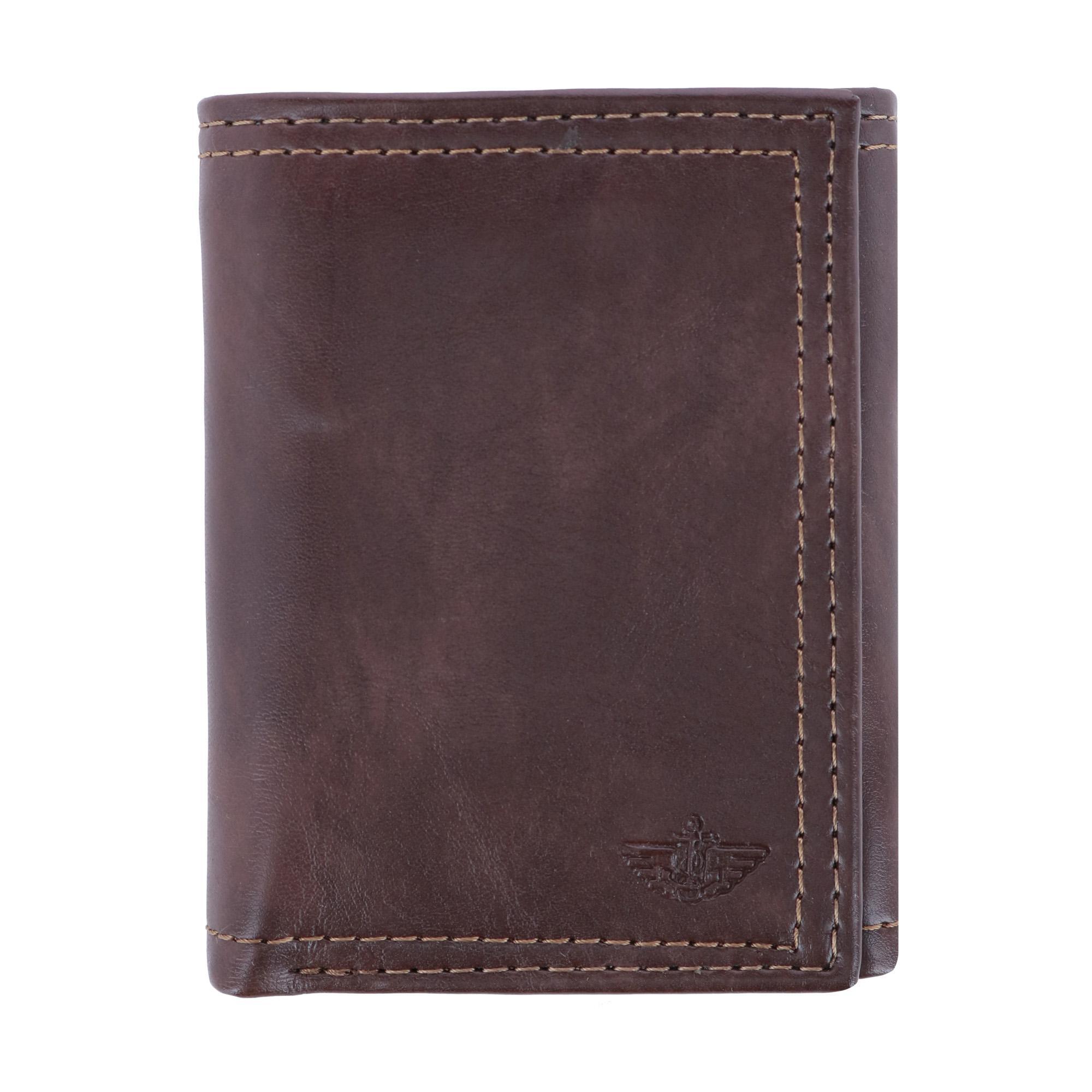 Dockers Men's Leather RFID Trifold Wallet - Brown one size