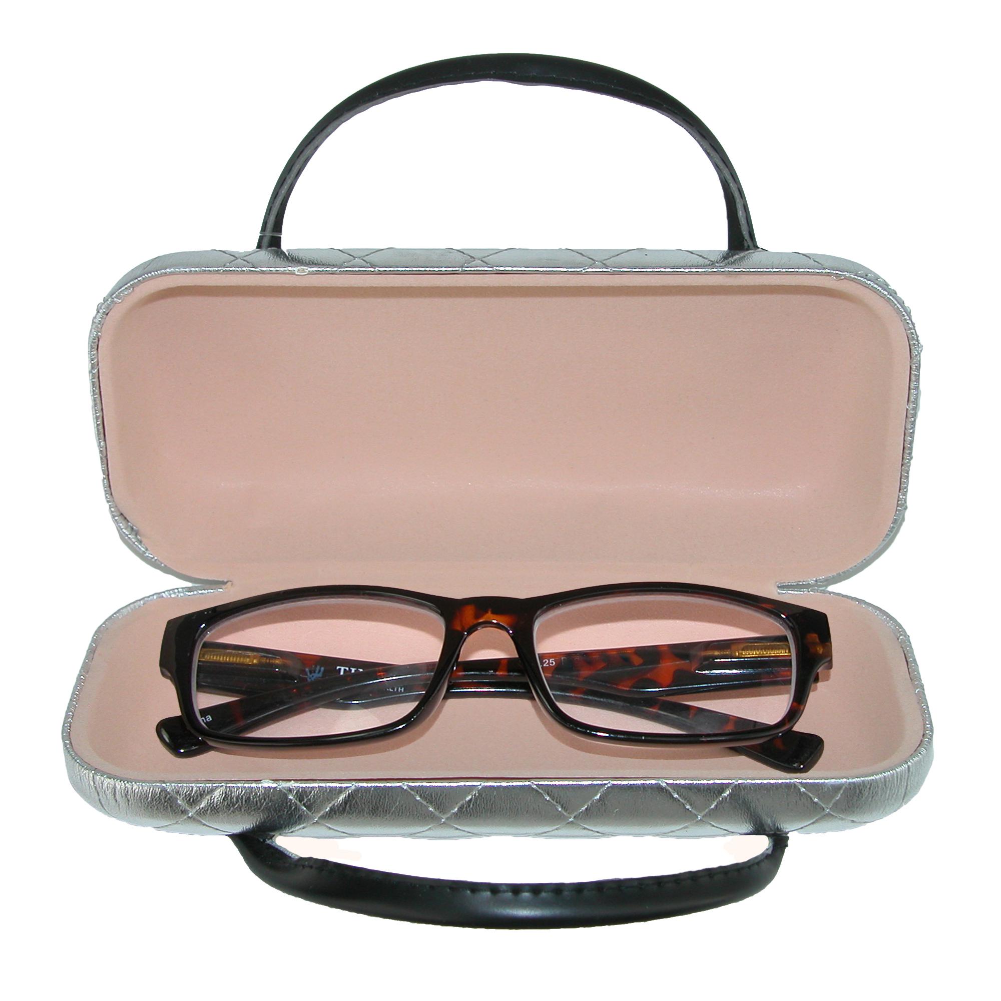 New CTM Women's Metallic Quilted Glasses Case with Handle eBay
