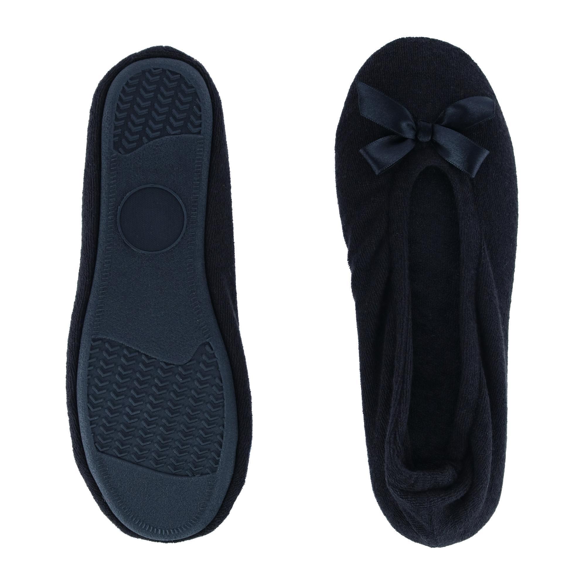 New CTM Women's Terry Ballerina Slipper House Shoe (Pack of 2)