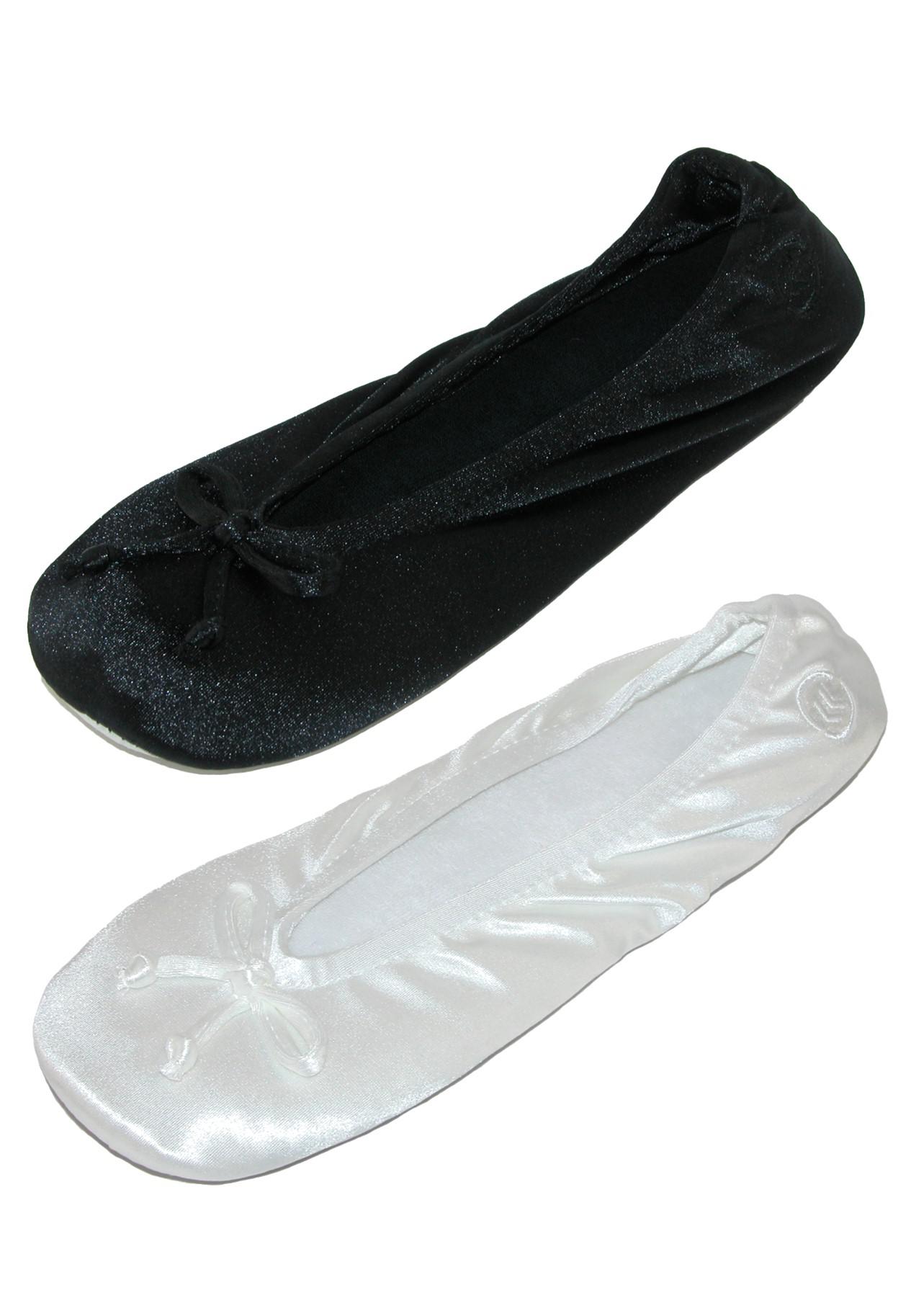 New Isotoner Women's Satin Classic Ballerina Slippers (Pack of 2) - Picture 11 of 11