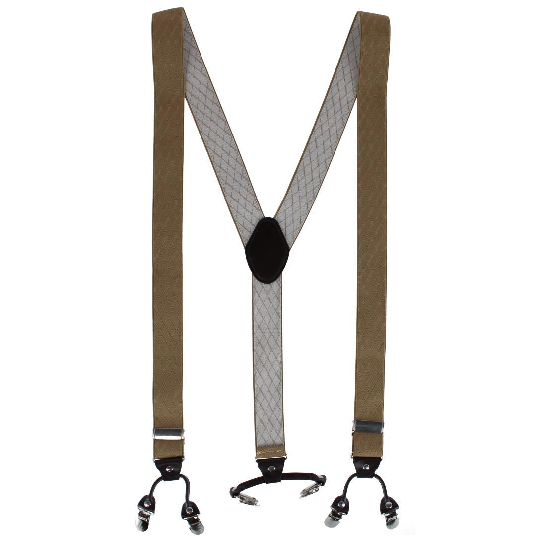 CTM Men’s Subtle Diamond pattern Y-Back Double Clip-End Suspender