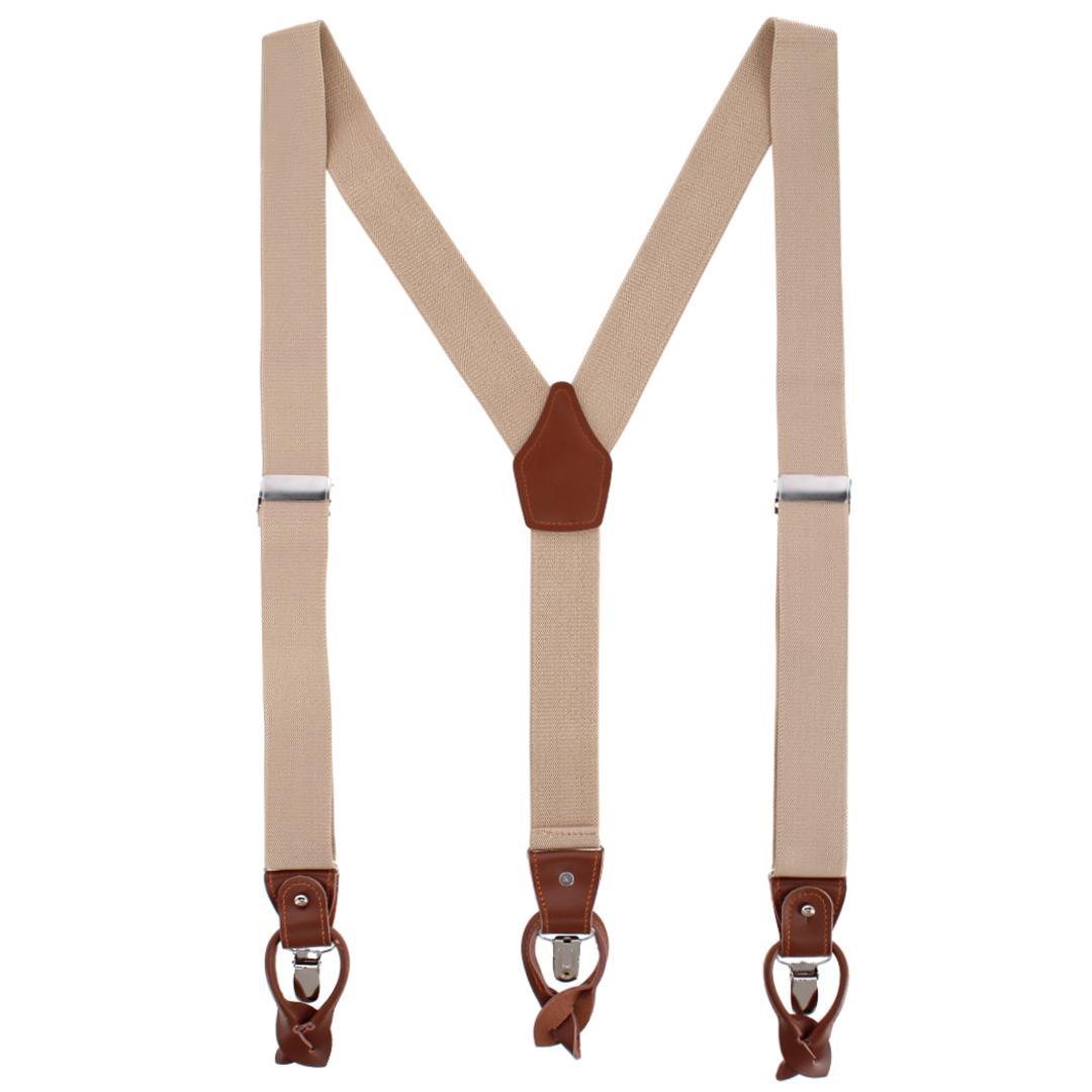 CTM Men’s Elastic and Leather Suspender Gift Set with Clip Button and Swivel