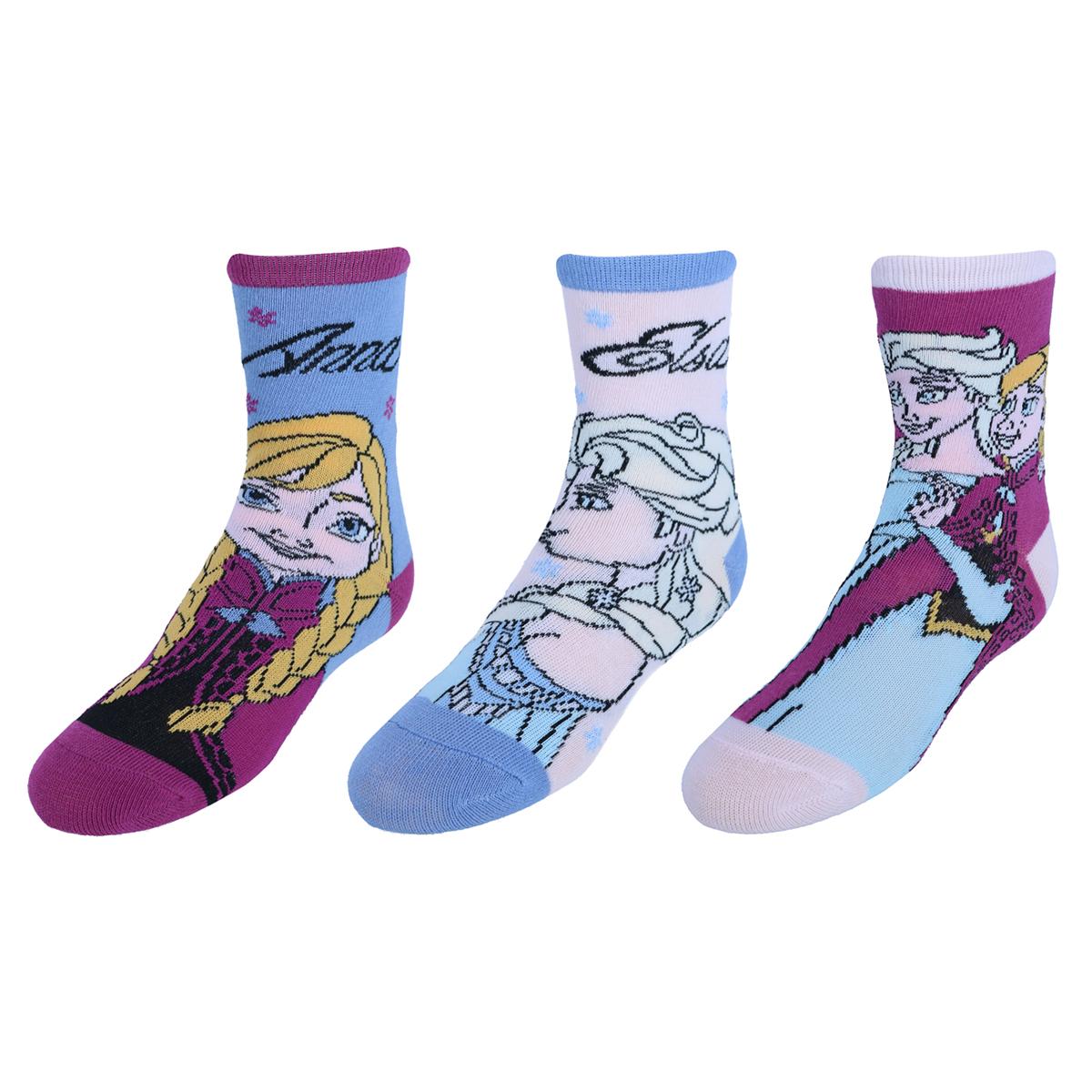 Textiel Trade Girl's Frozen Themed Novelty Crew Socks (Pack of 3) - Picture 2 of 13