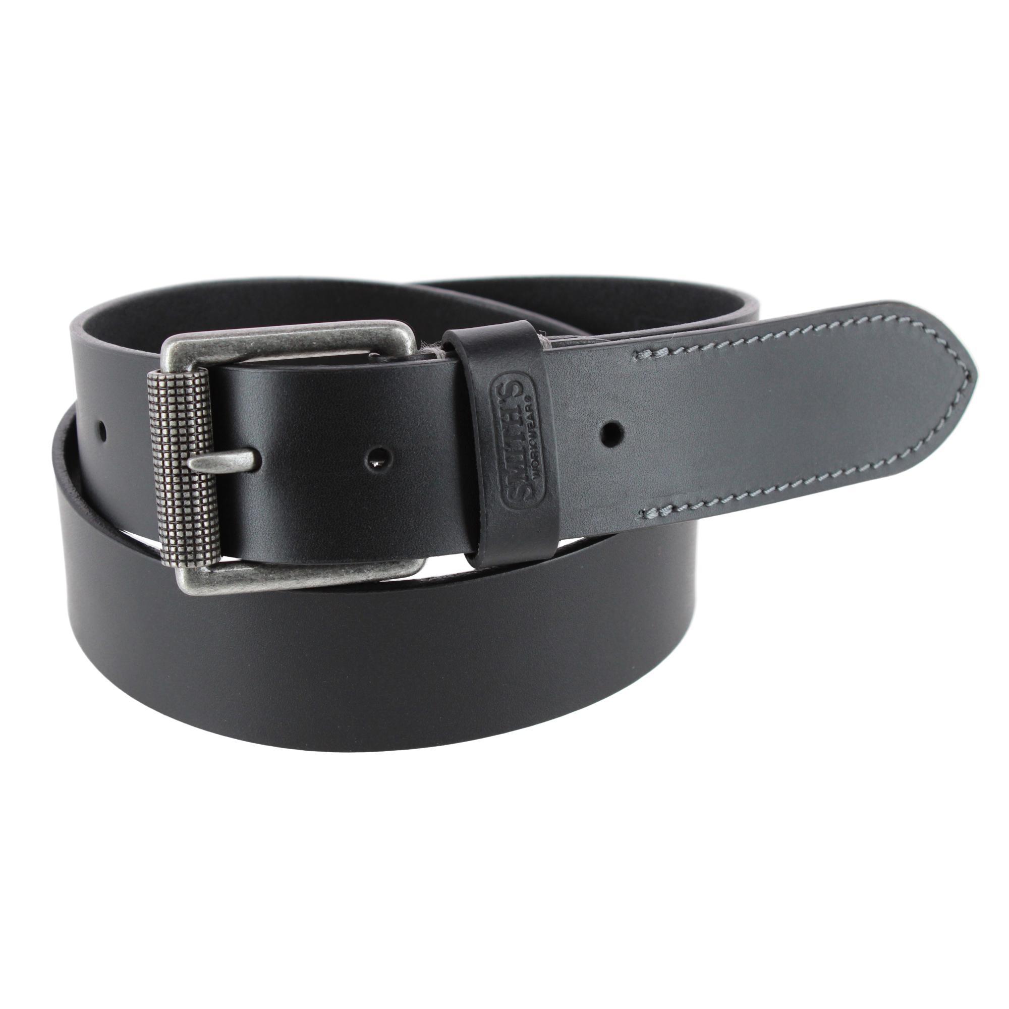 Smith's Workwear Men's Roller Buckle Leather Work Belt - Black 42/44