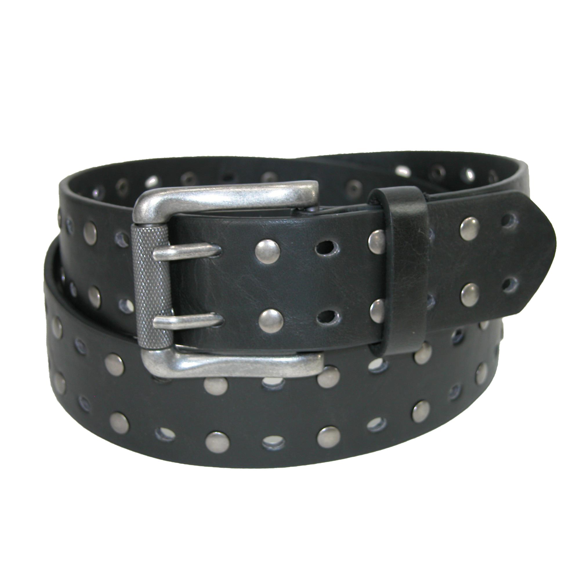 CTM Men's Double Prong Belt with Nail Heads