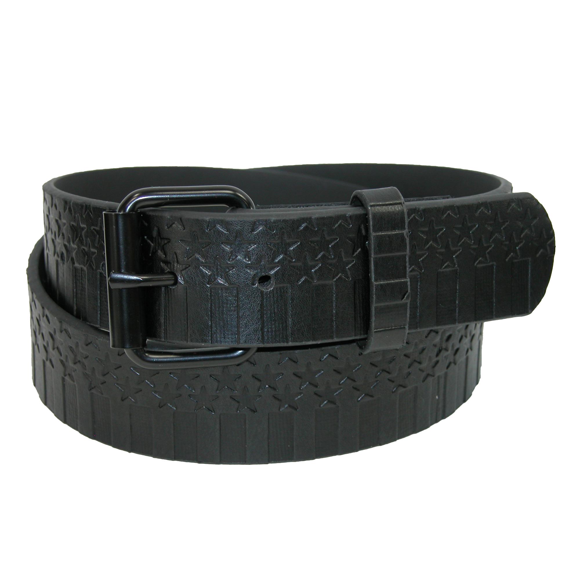 CTM Men's Embossed Stars-N-Bars with Removable Roller Buckle Belt