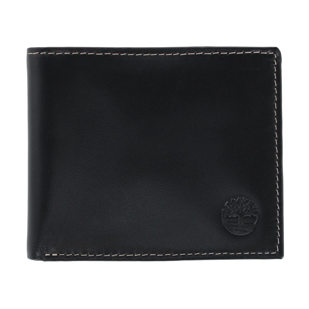 Timberland Men's Cloudy Leather Passcase Wallet - Black one size