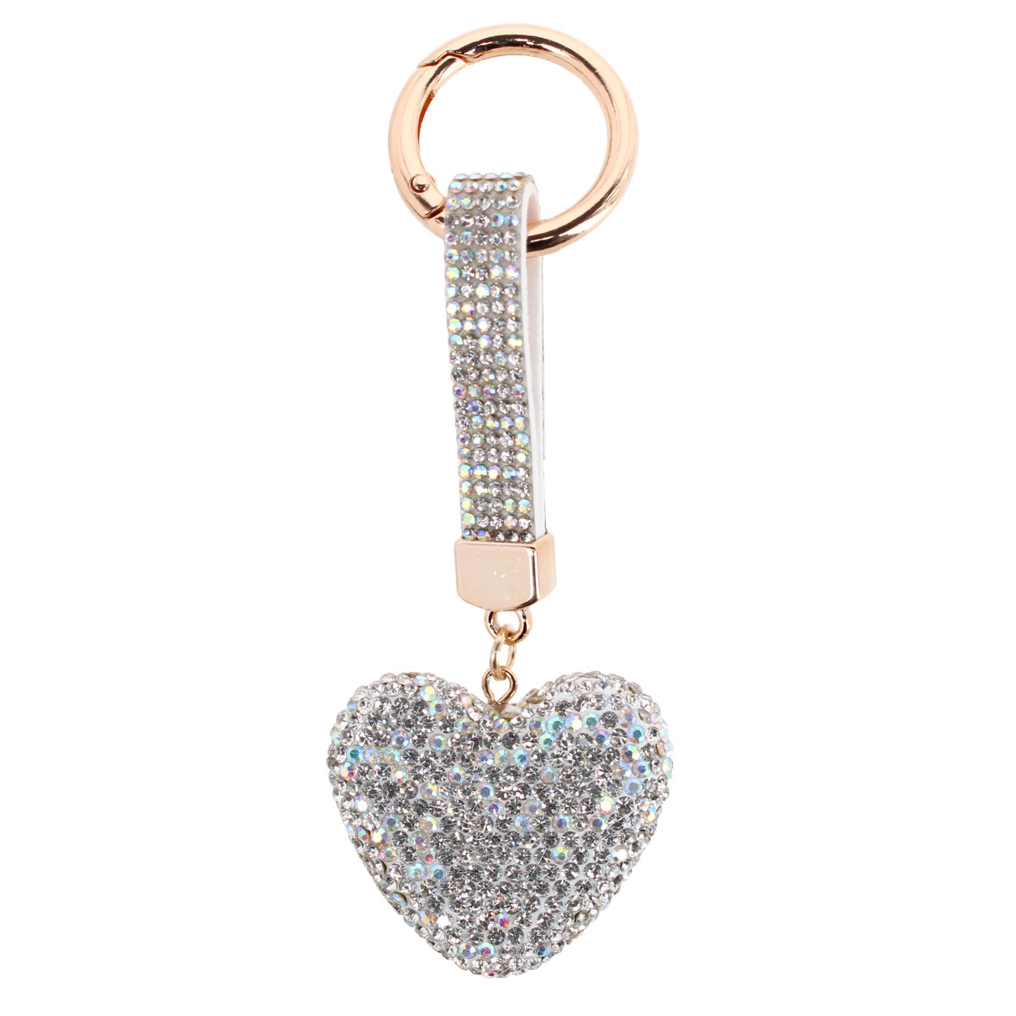 CTM Womens Rhinestone Heart Bag Charm - 14$
