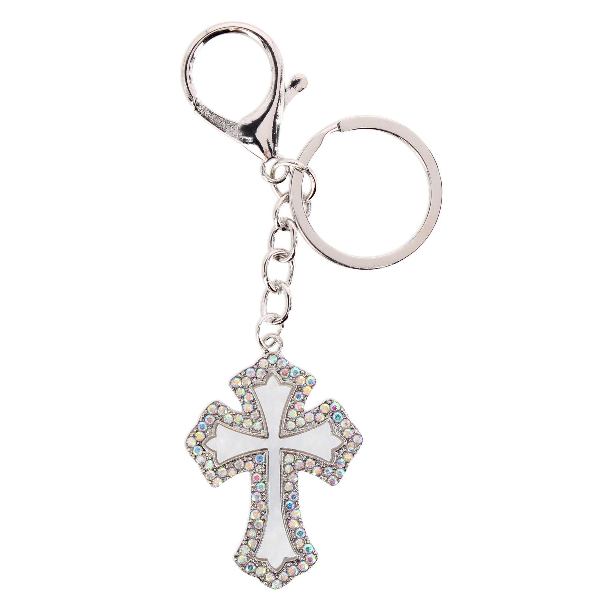 CTM Womens Rhinestone Embellished Cross Bag Charm Key Chain - 8$