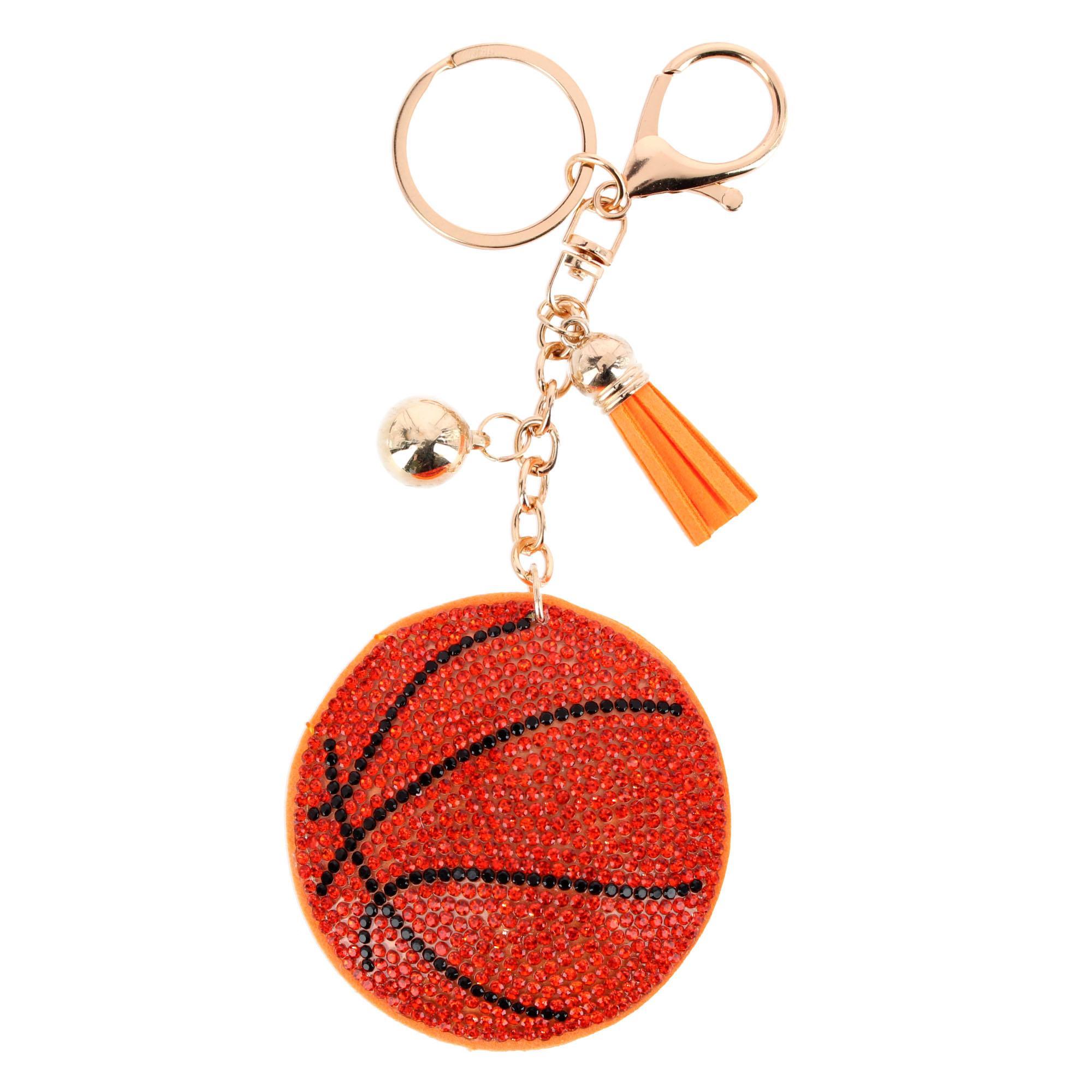 CTM Women's Rhinestone Basketball Bag Charm & Key Chain -