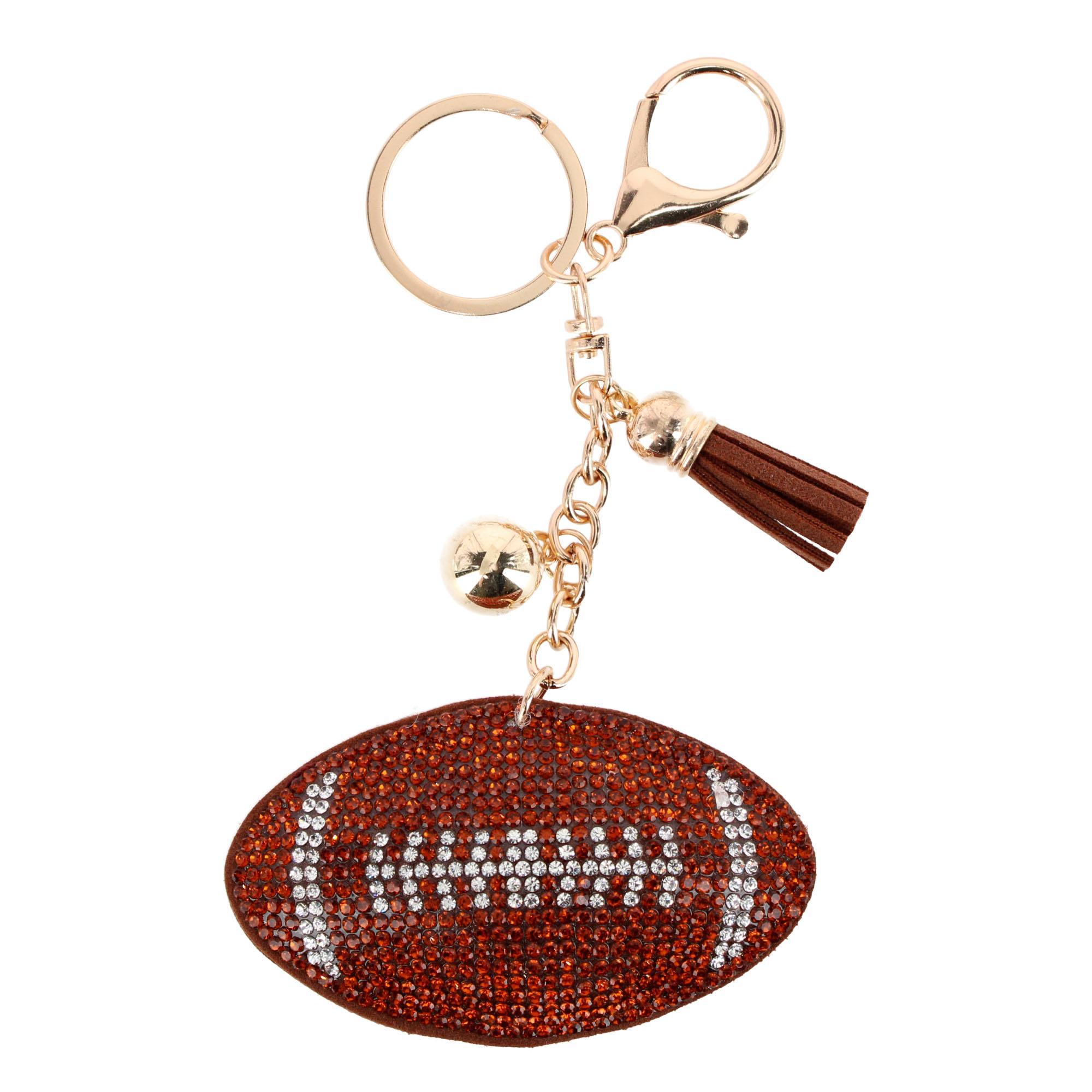 CTM Womens Rhinestone Football Tassel Bag Charm Key Chain - 13$