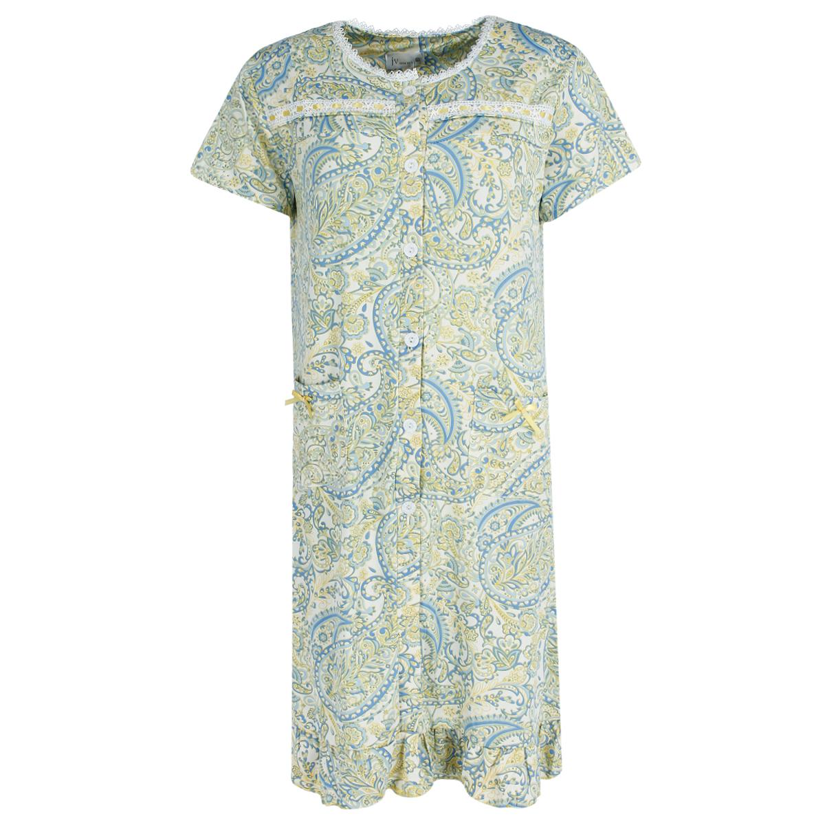 New CTM Women's Paisley Short Sleeve Duster Sleep Gown - Imagen 5 de 8